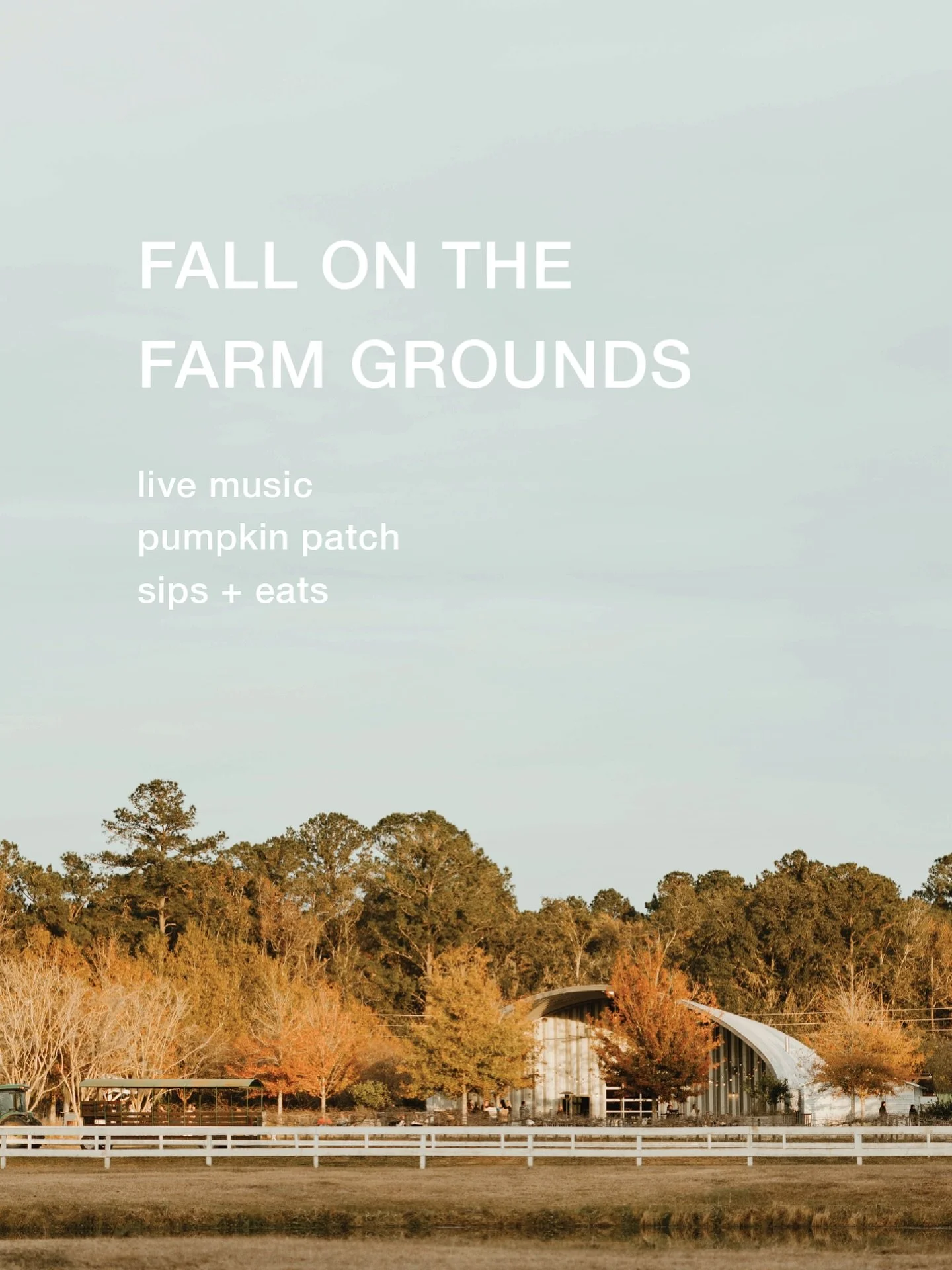 Join us for Fall on the Farm Grounds on select evenings this autumn. Enjoy live music, the pumpkin patch, the farm grounds bar, a food truck, and the great outdoors. First up on September 26 is @hudsonvance.music and @vivamifamiliajax! Find the full 