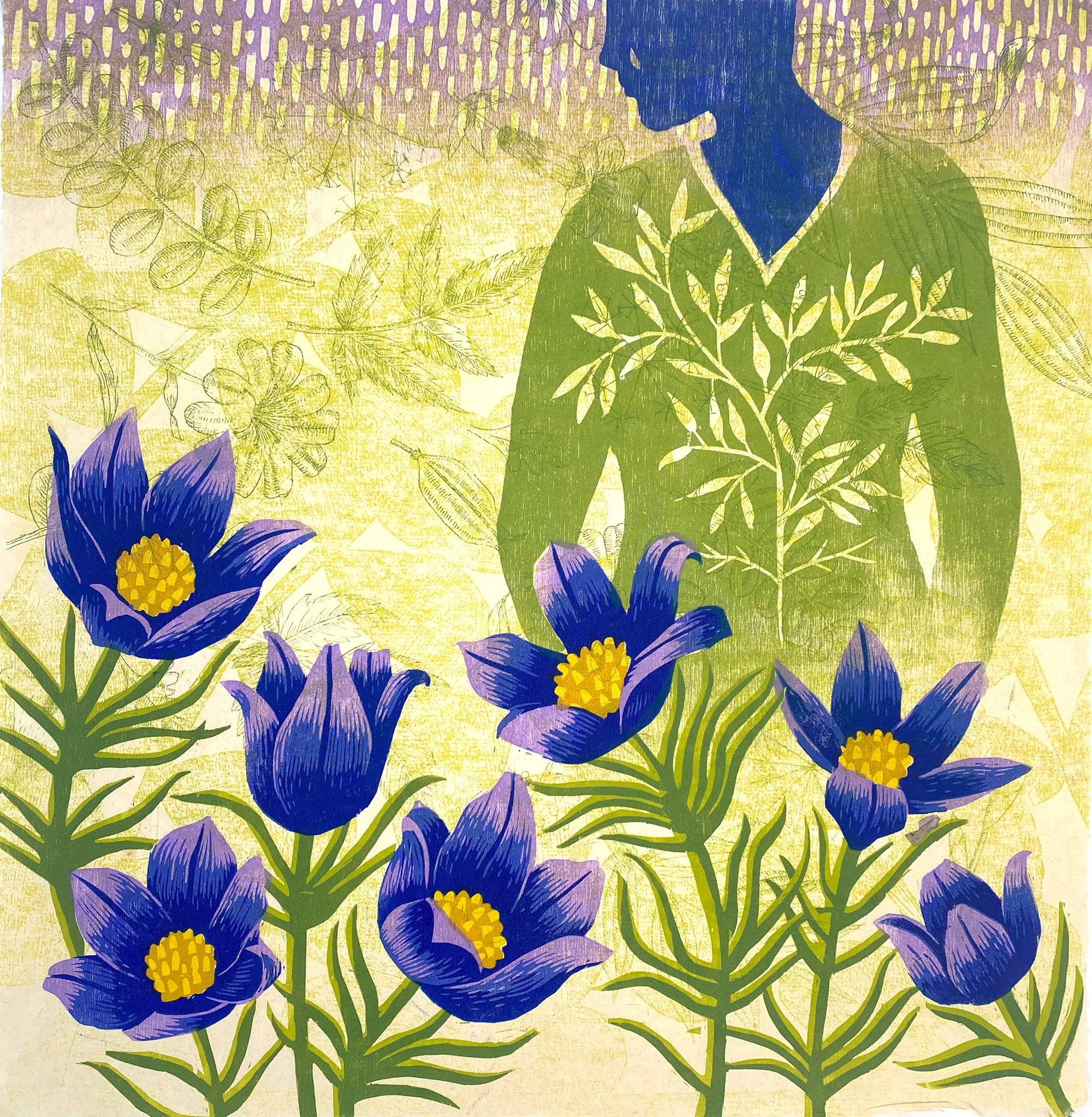 Peril for Pasqueflower #2: 14" x14"; Edition of 6