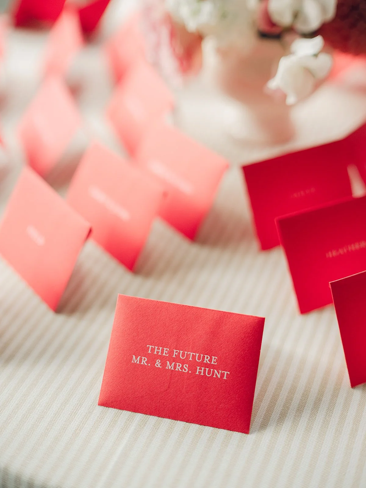 Escort cards designed by Rebecca Rose Events