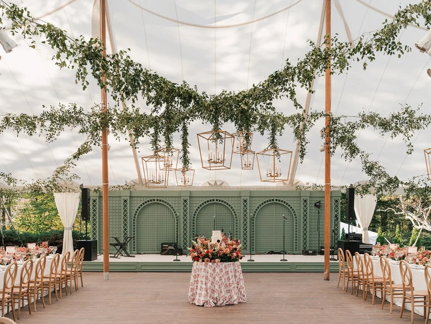 Sailcloth tented wedding reception at Mayflower Inn in Litchfield County Connecticut