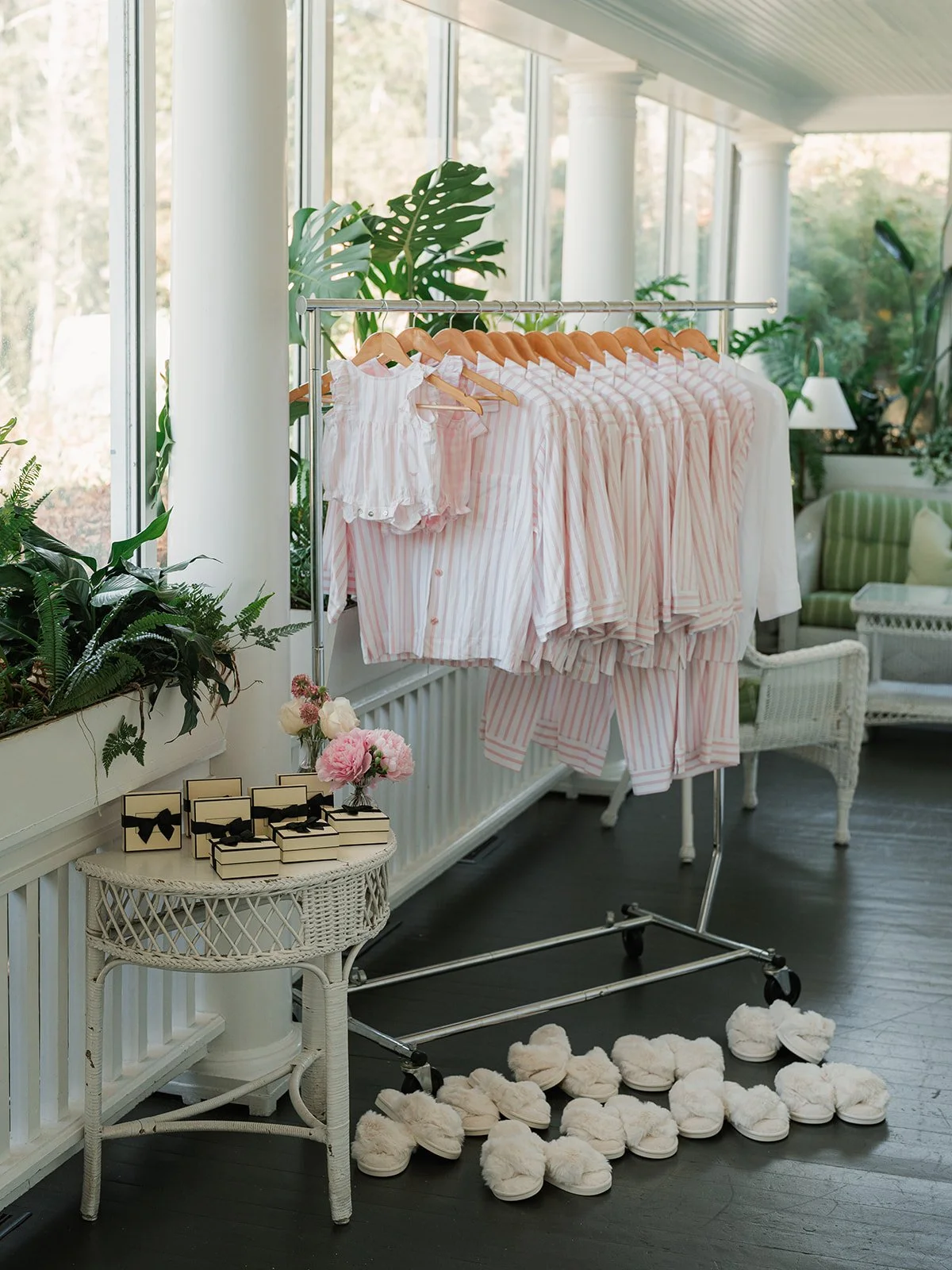 Custom gifting for the bridal party at a wedding at the Mayflower Inn