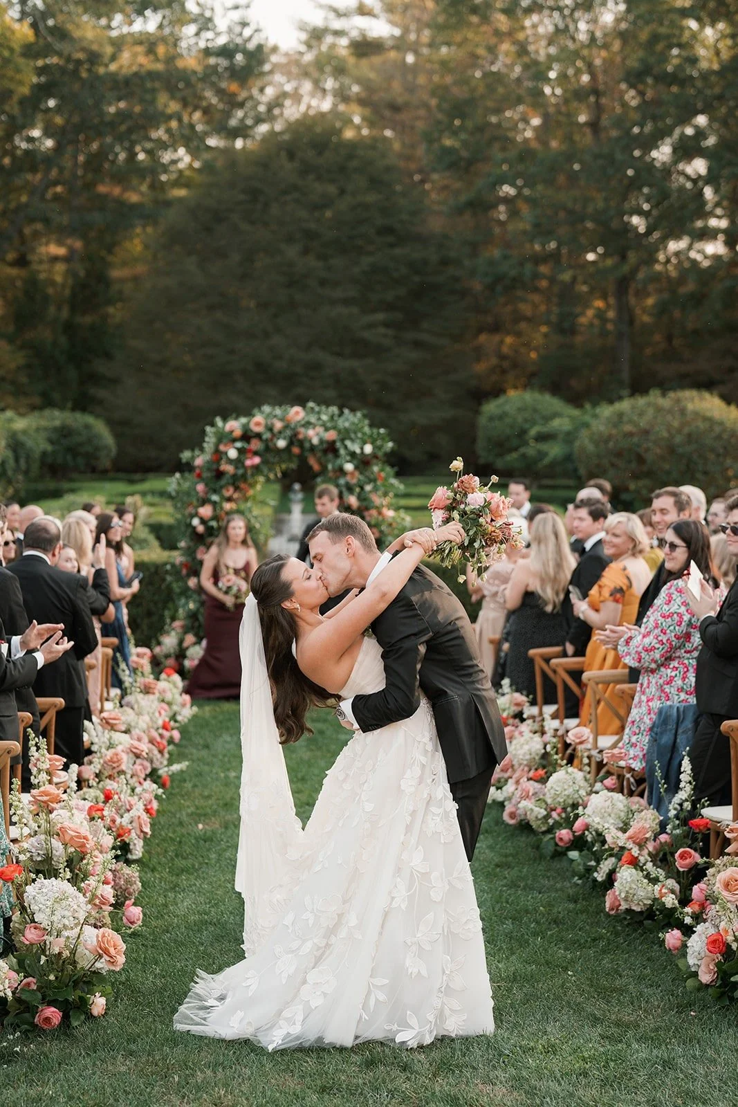 Outdoor wedding ceremony at The Mayflower Inn Auberge Collection in Connecticut