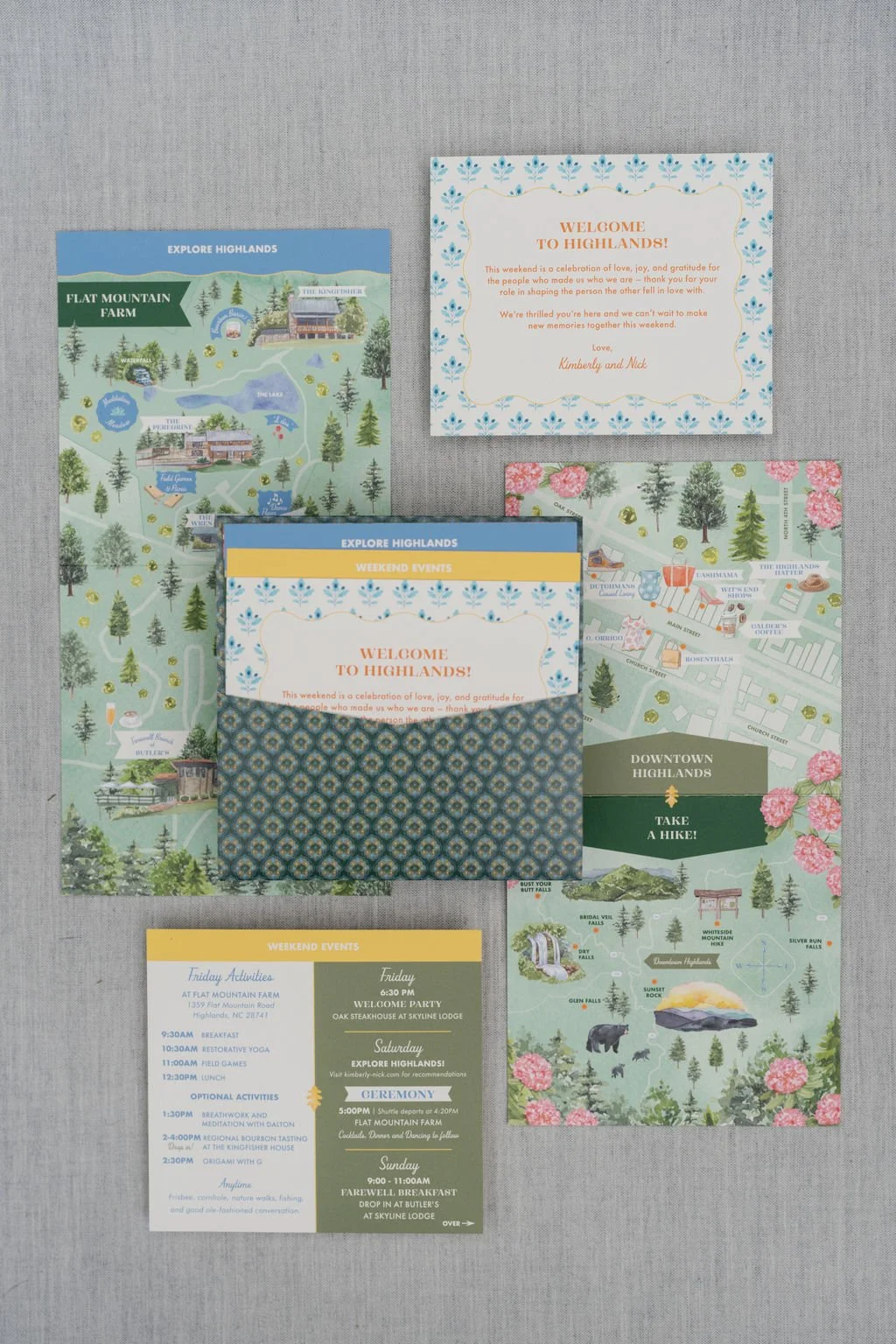 Flat Mountain Farm wedding welcome gift details