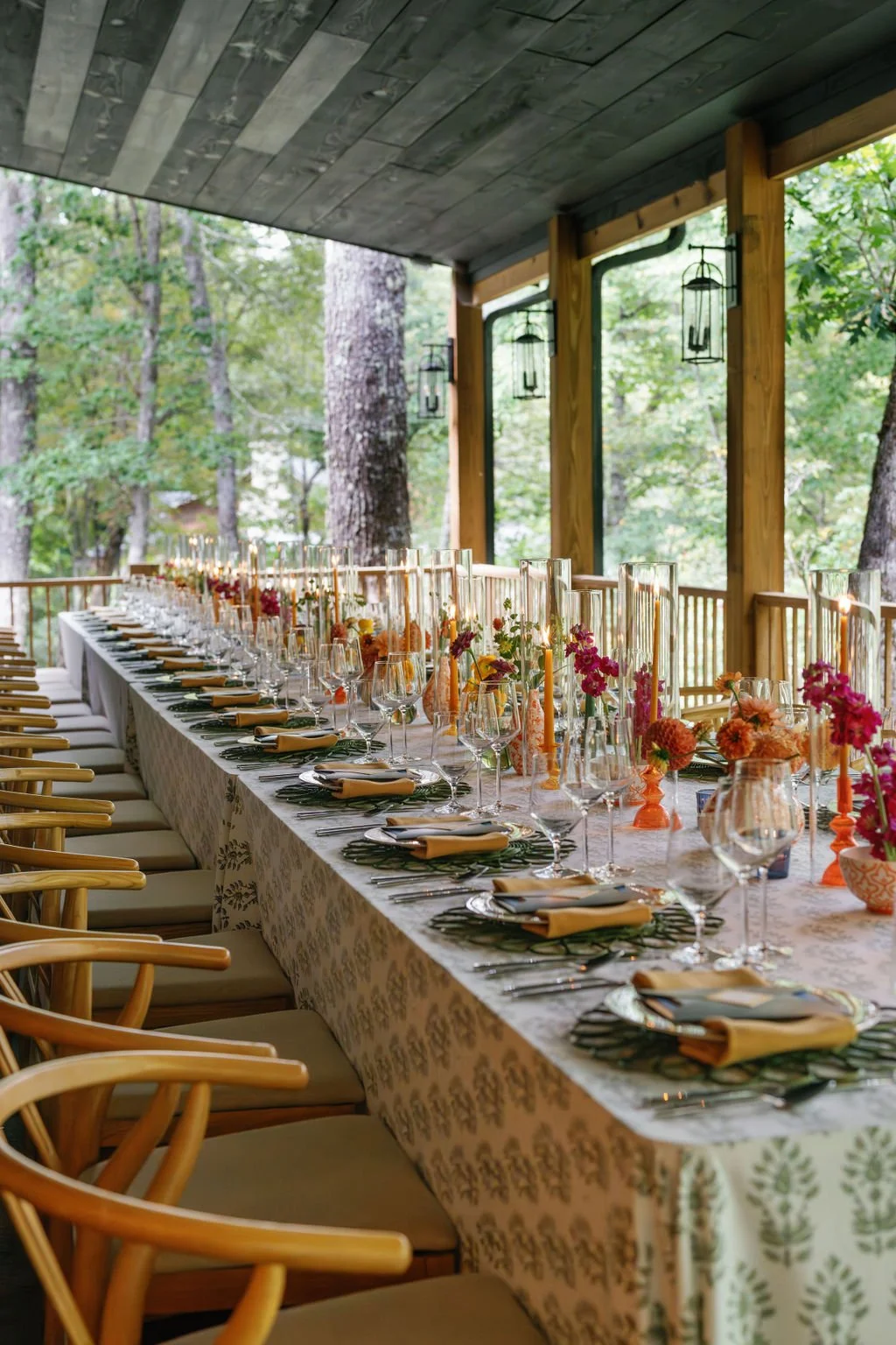 Porch dinner tabletop design at Flat Mountain Farm