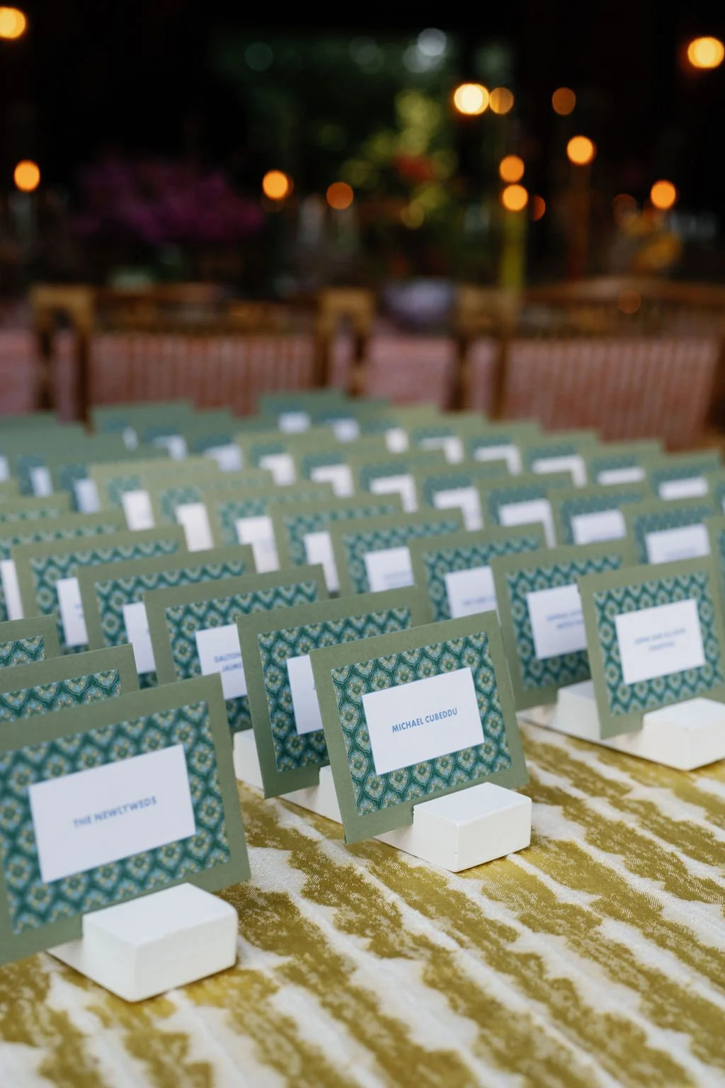 Escort cards for a wedding at Flat Mountain Farm
