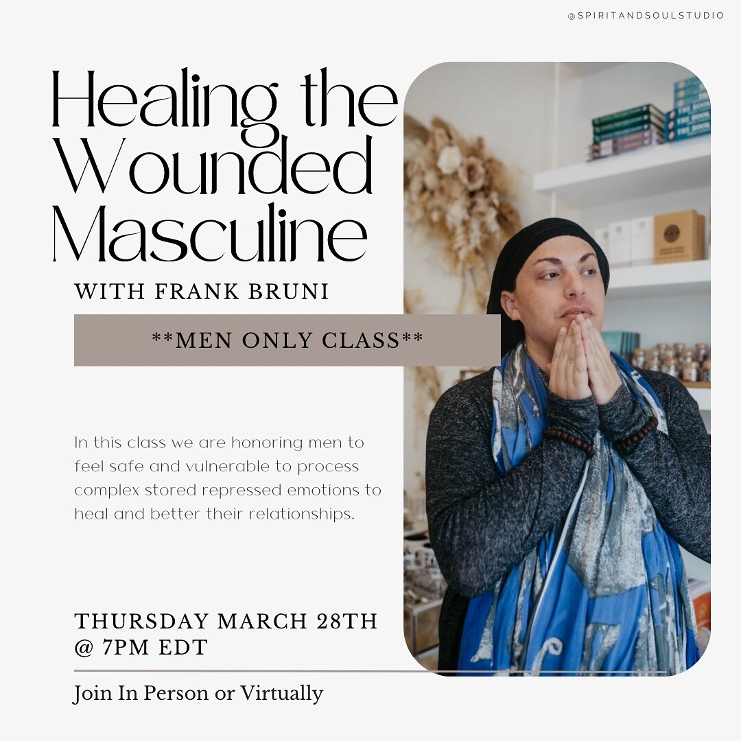 Healing the Wounded Masculine with Frank @thespiritualsiren is happening TONIGHT 3/28 at 7pm EST. 

This is our FIRST men&rsquo;s only circle and we are so excited to have Frank hold space.

This class is here to help men to feel safe and vunerable t