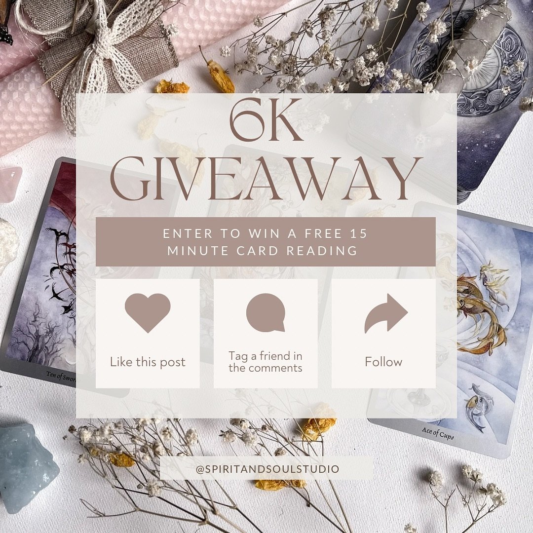 It&rsquo;s a 6k GIVEAWAY🥳🥳🥳🥳 Enter to win a free 15 minute card reading (in person or virtually, YOUR CHOICE!) 

Here&rsquo;s how to enter ⬇️
❤️Like this post 
❤️Tag a friend (the more tags the more chances to win!)
❤️Make sure you&rsquo;re follo