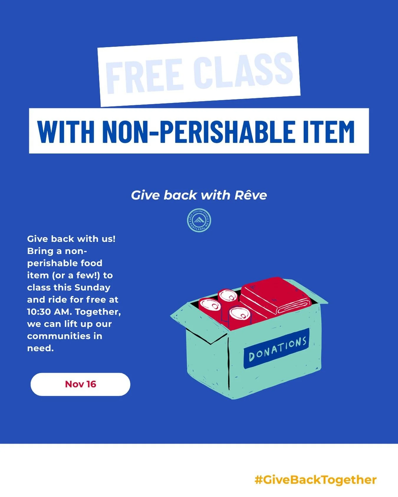 Give Back With Us ❤️

Now more than ever, our neighbors could use a little extra love. This Sunday at 10:30 AM, join us for a free ride with a non-perishable food donation.

Can&rsquo;t make the 10:30 ride? No problem! We&rsquo;ll be collecting donat