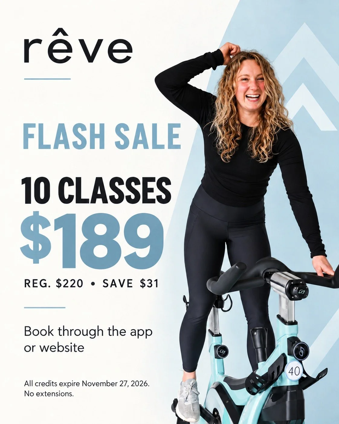 A little treat for you 😉 10 classes for $189&mdash;now through October 31. Grab yours on the app or website!

All credits expire November 27.