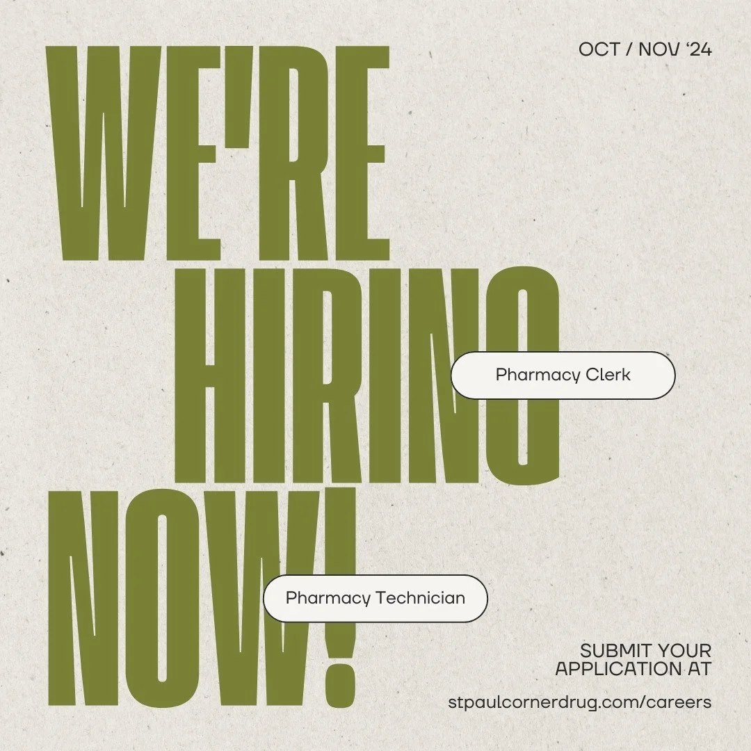 We&rsquo;re looking to hire several part-time Clerks as soon as possible and are also open to applications from Pharmacy Technicians! If you or someone you know would be interested in joining our small but mighty team, check out our Careers page via 