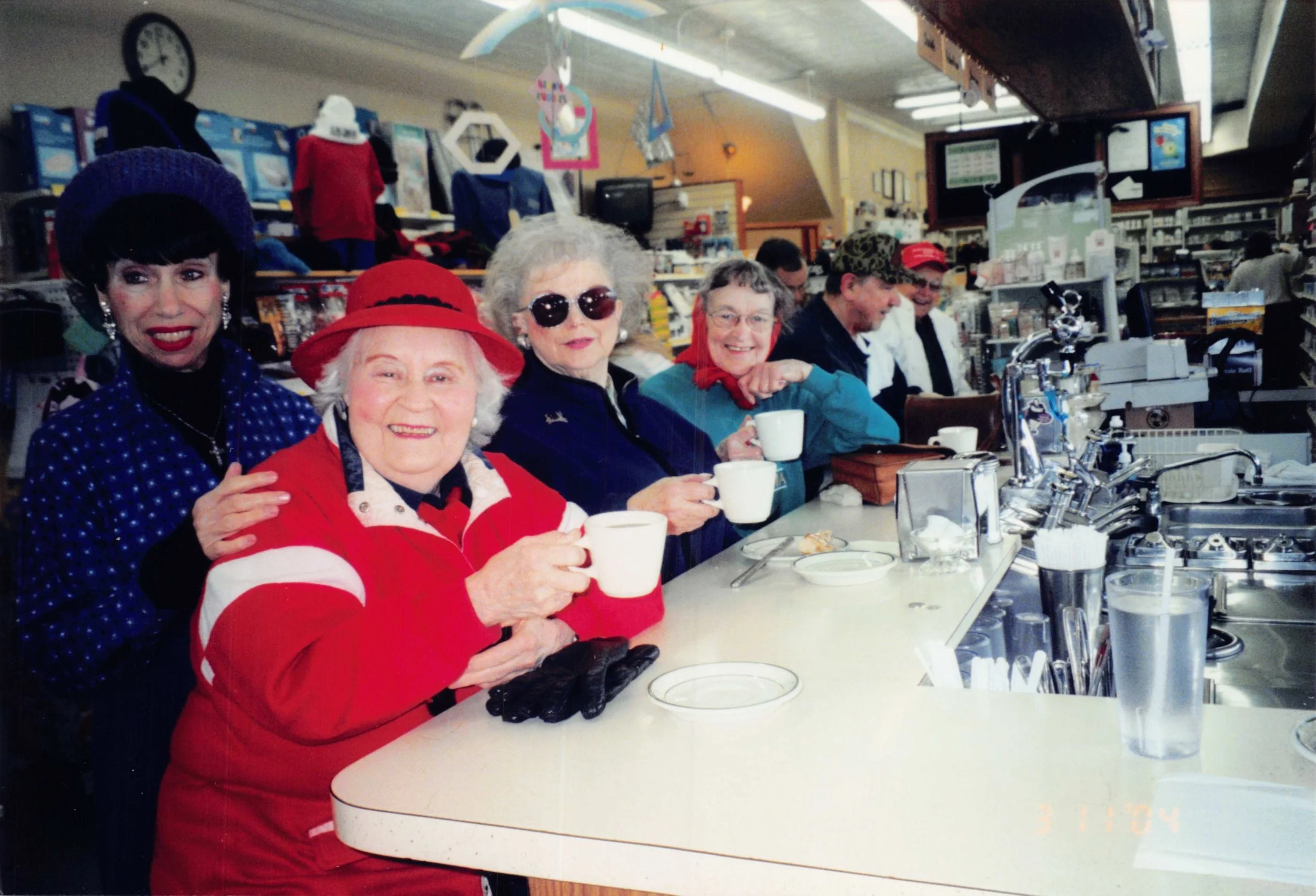 Longtime customers enjoy a 5-cent cup of coffee