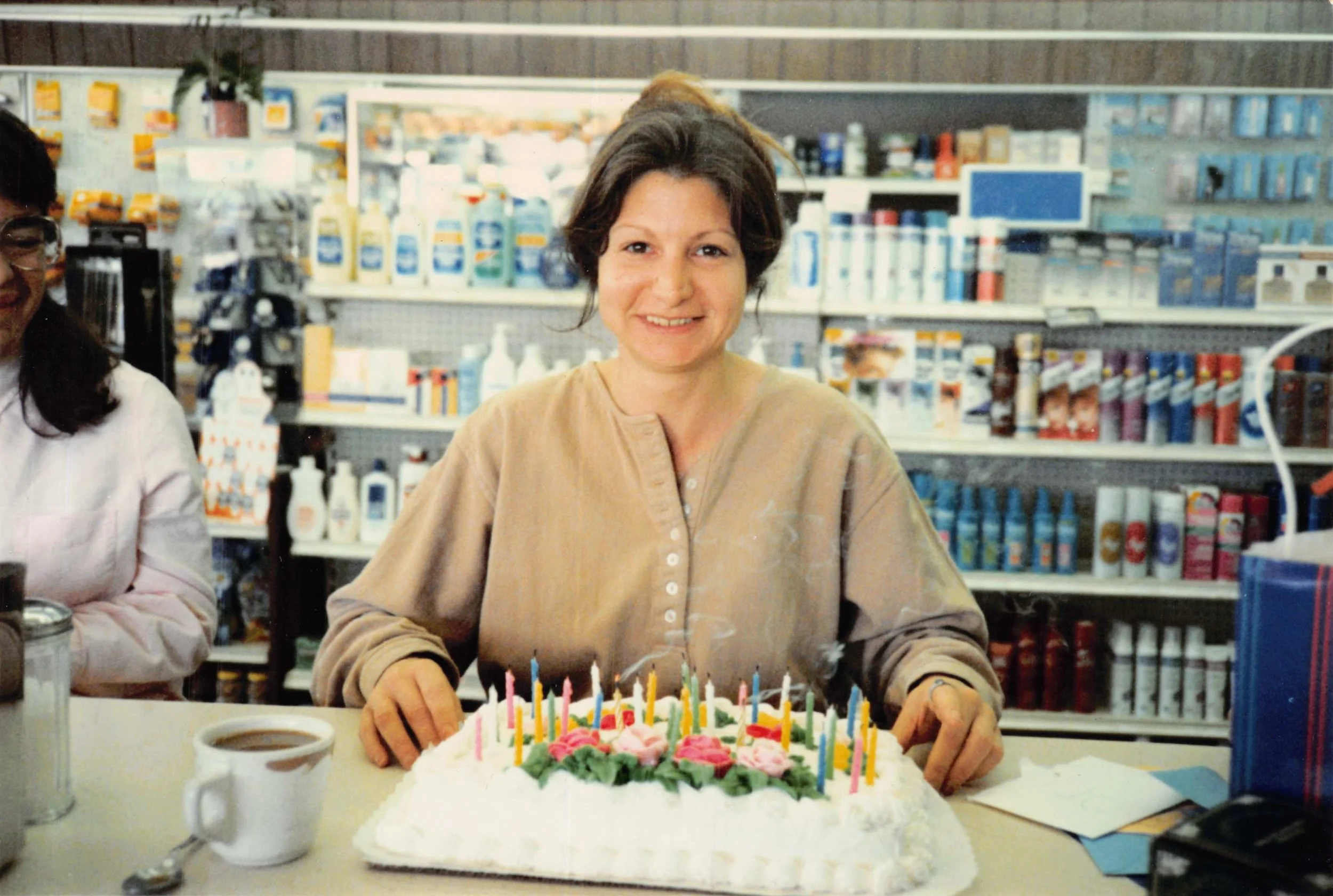 A customer celebrates a special occasion at the soda fountain