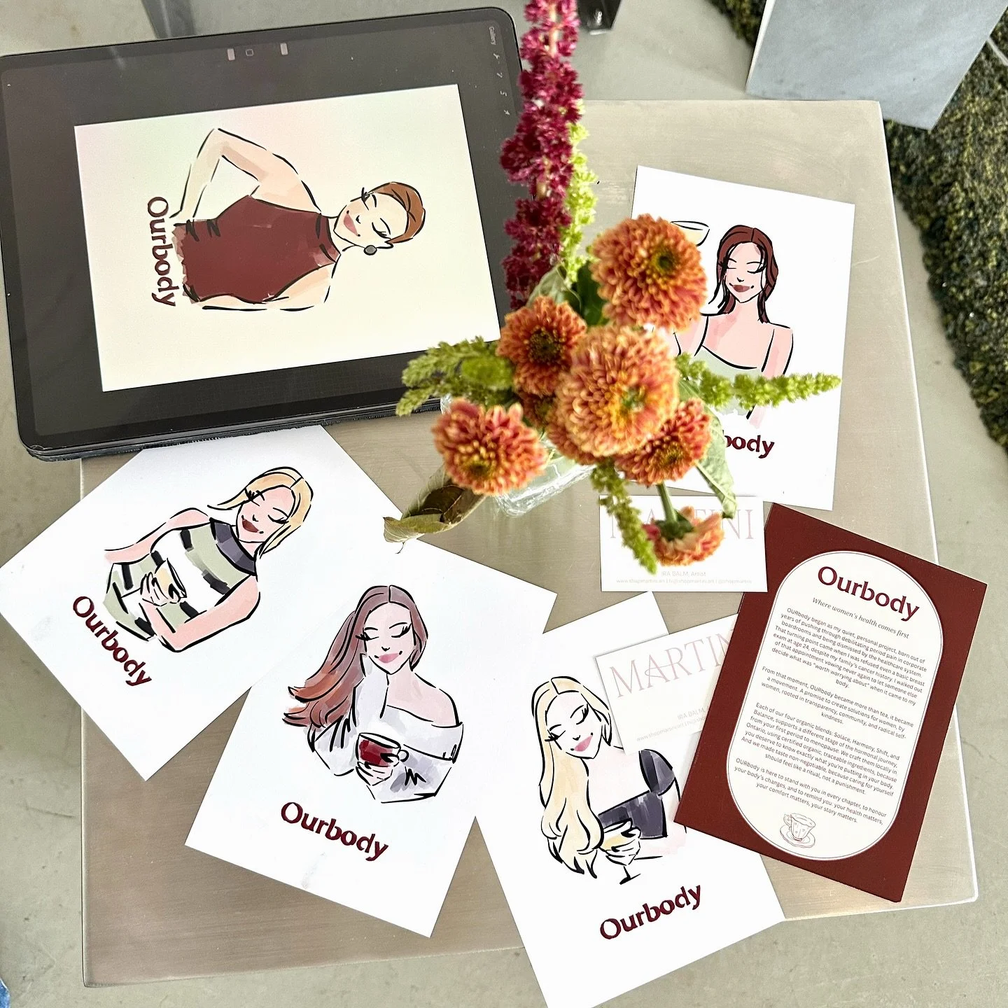 Live illustrations for @shopourbody &hearts;️ Functional teas for hormonal health 🌱 

#liveillustration #torontoartist #fashionevent #partyideas fun party souvenir digital sketch #livedrawing #guestportraits #fashionsketch