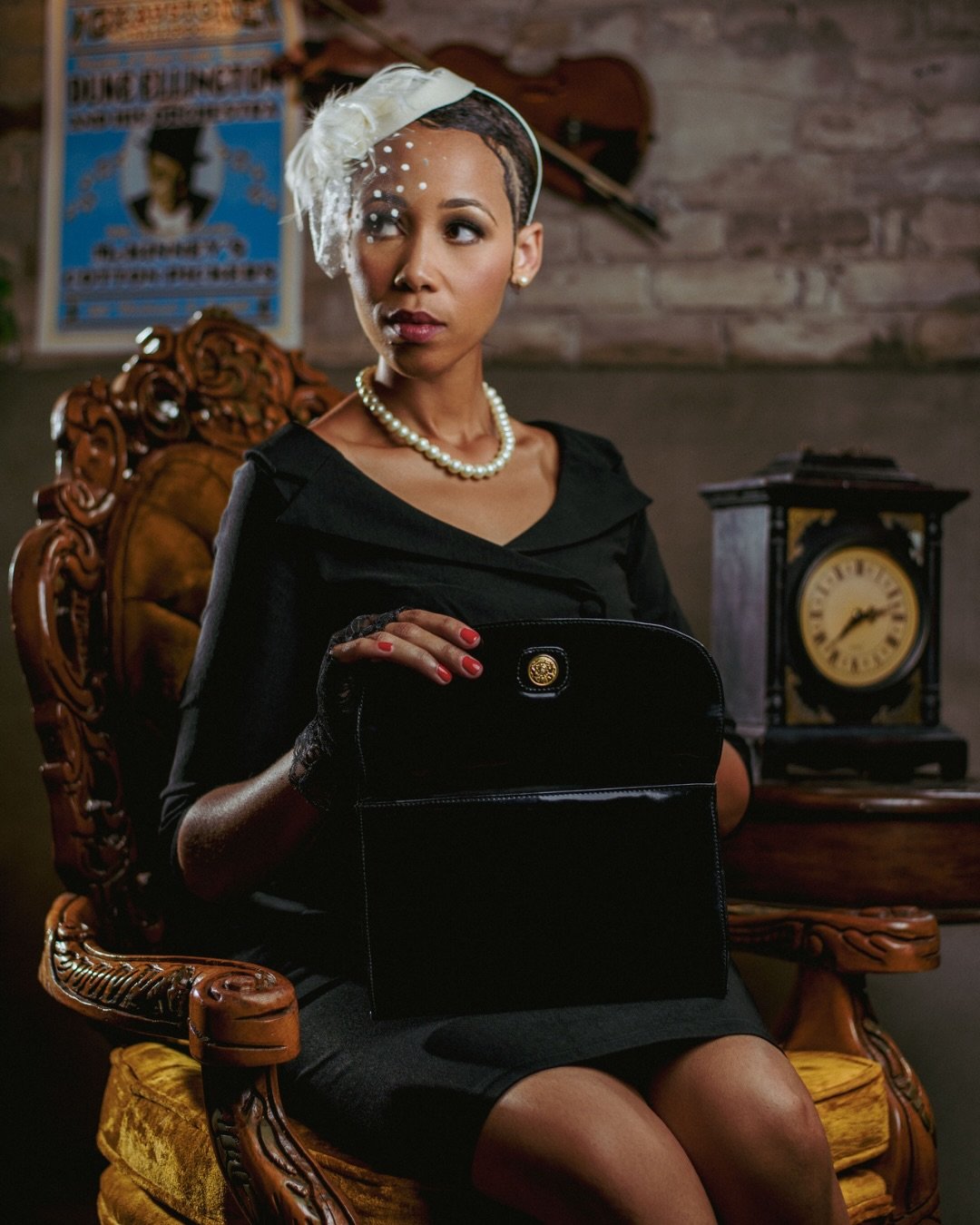 📷 Memory in Moment exhibit
&ldquo;Paying My Way In The Speakeasy&rdquo; by LaToya Carey @cultuvue 

Poised between glamour and resolve, this portrait holds a moment where elegance becomes armor &mdash; a quiet negotiation between past stories and pr