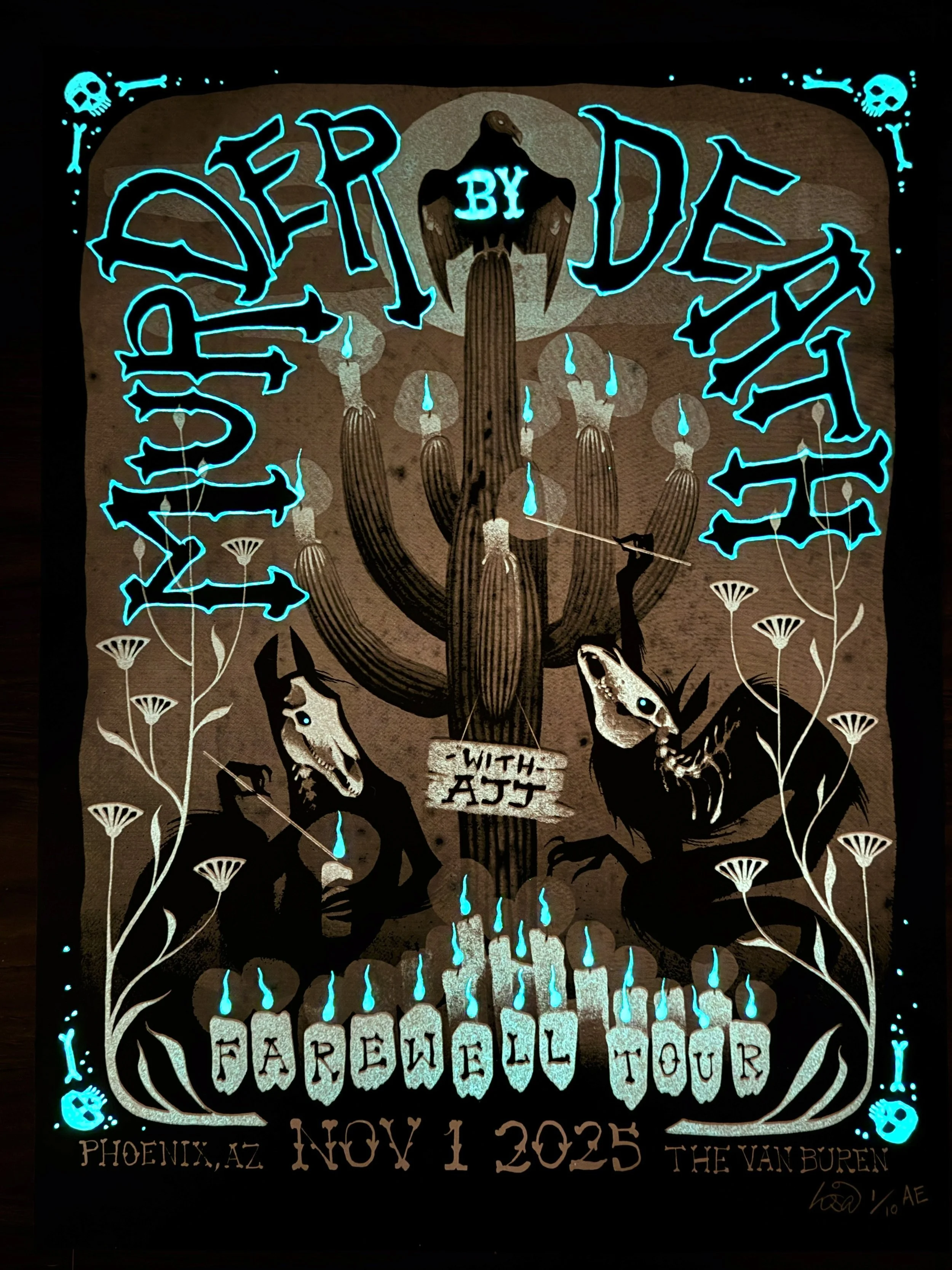 Murder by Death show poster (GLOW)- Hand-embellished artist edition (AE #1-10)