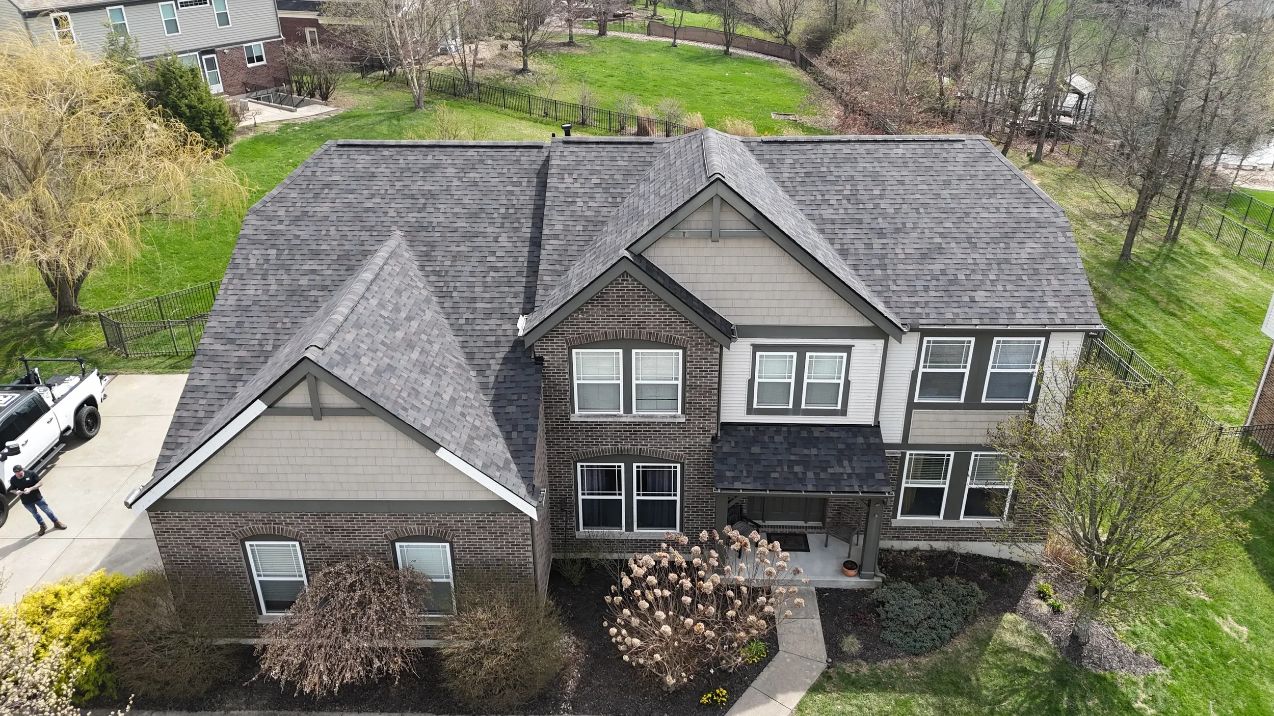 The front view of a home after Riegler Contracting installed a new roof.