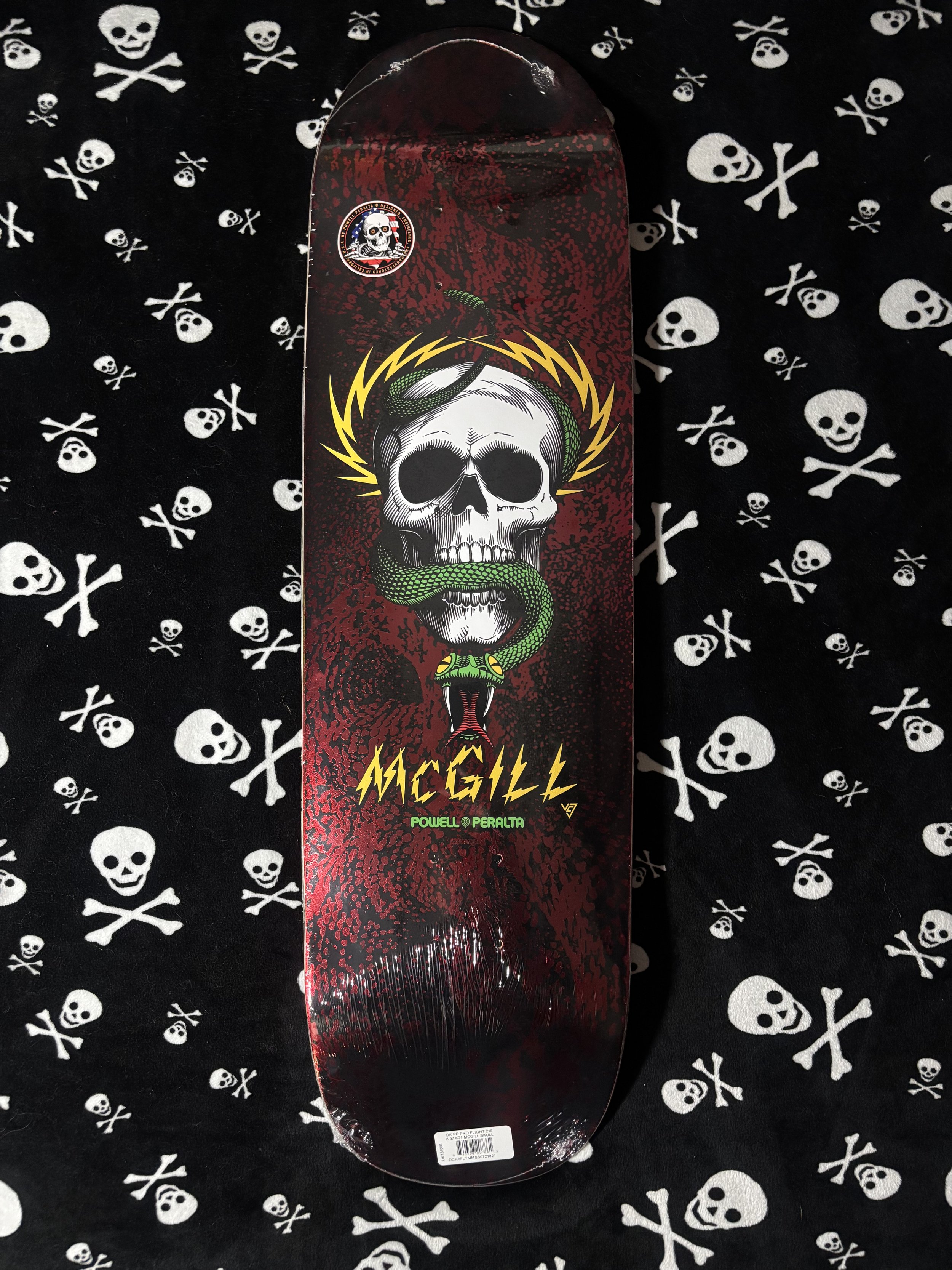 POWELL PERALTA~ MIKE McGILL SKULL & SNAKE 7 RED FOIL FLIGHT SKATEBOARD