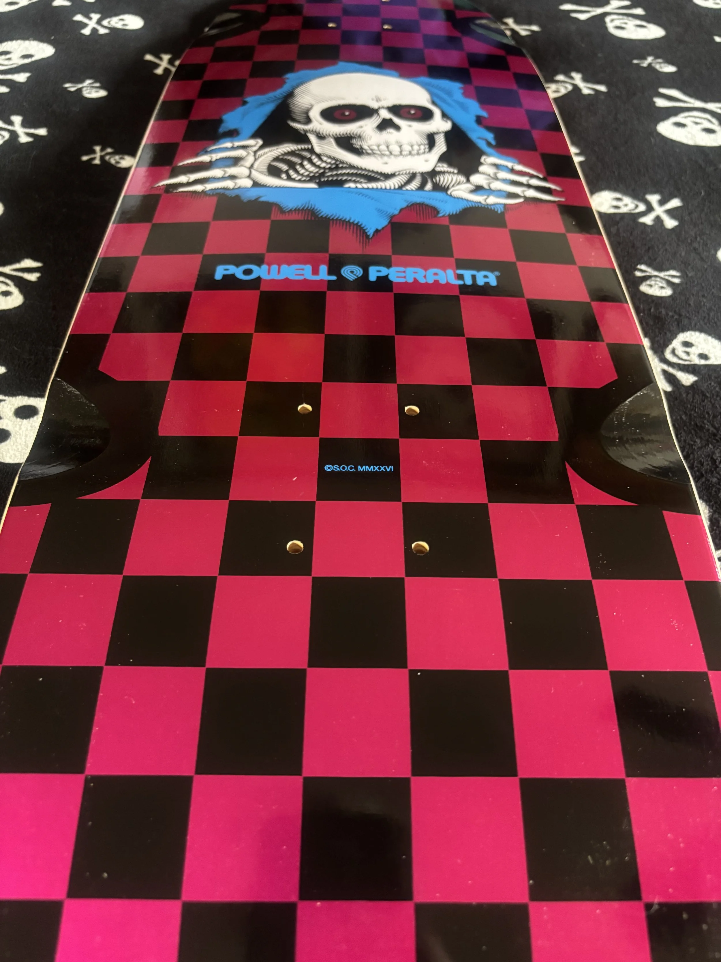 POWELL PERALTA~ OG RIPPER CHECKER PINK FOIL SKATEBOARD DECK