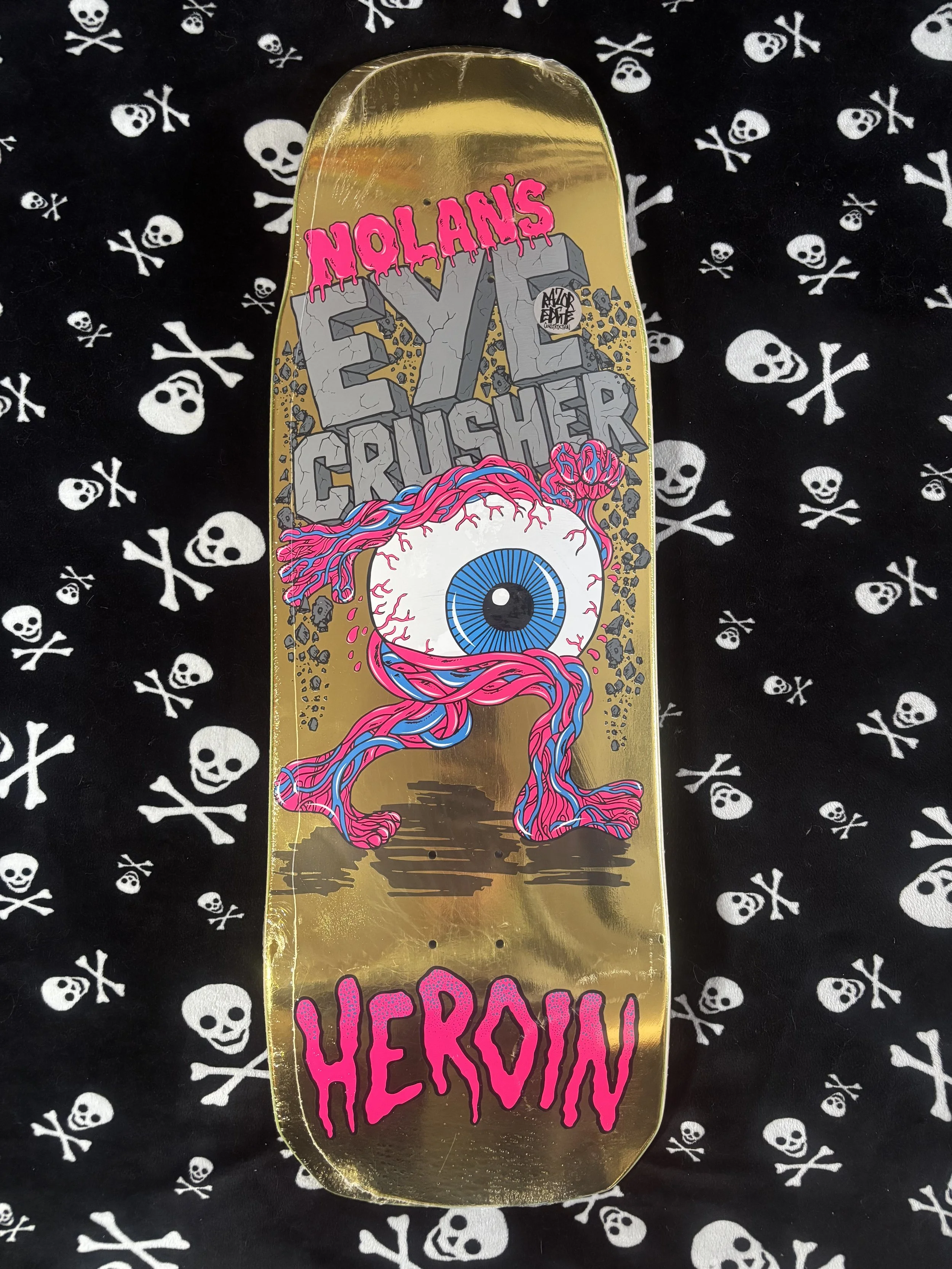 HEROIN~ NOLAN HOUGHTON EYE CRUSHER SHAPED SKATEBOARD DECK