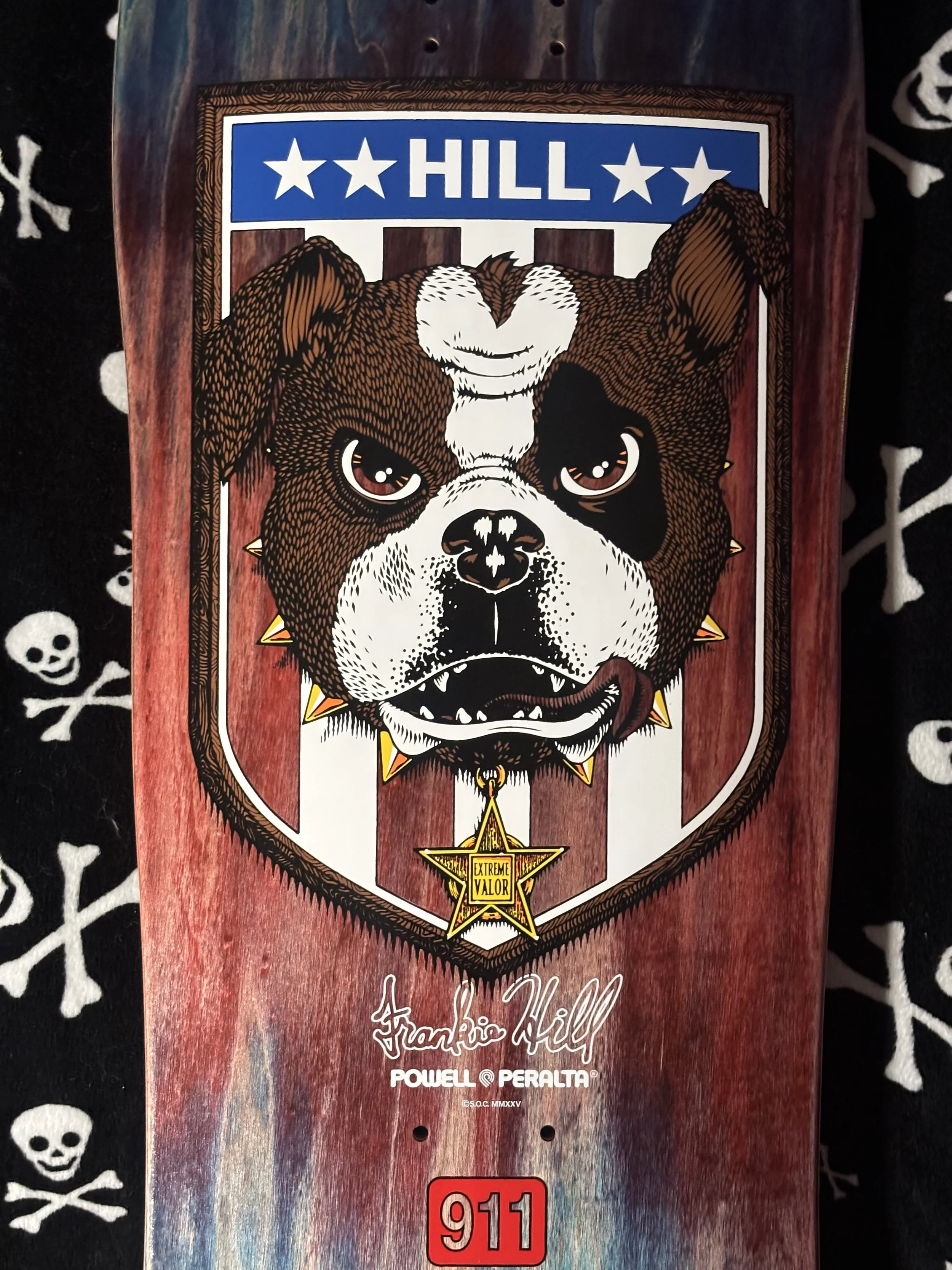 POWELL PERALTA~ HILL BULLDOG 14 RED/BLUE FADE SKATEBOARD DECK