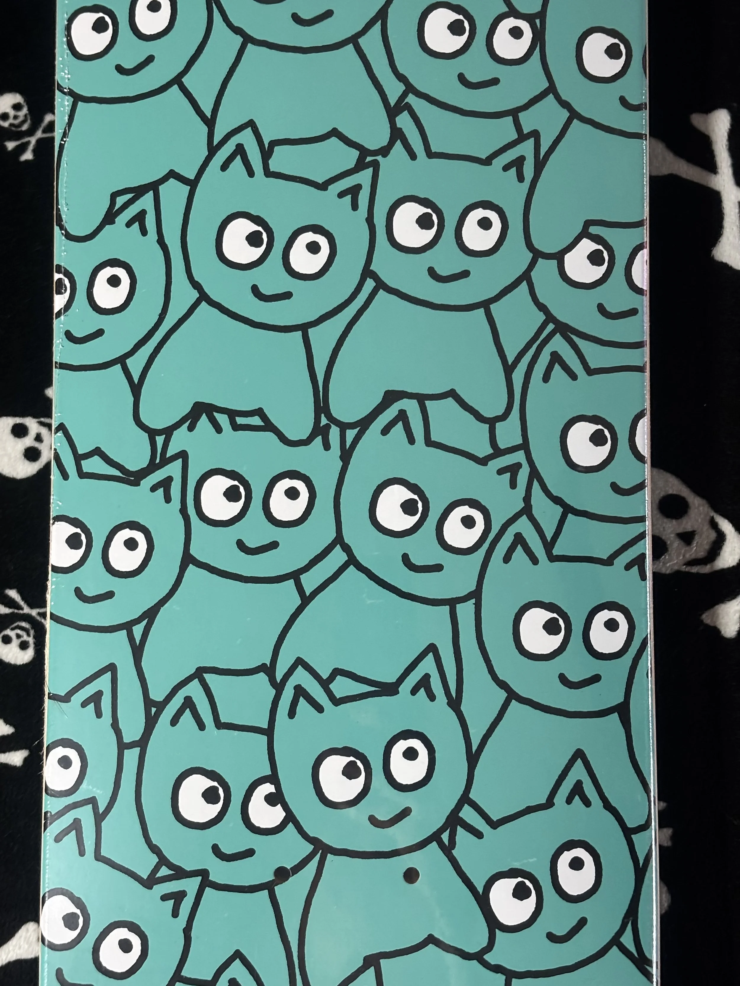 MEOW~ TEAL STICKER PILE 8" SKATEBOARD DECK