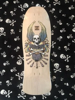 BRAND X TOXIC X-CON REISSUE IN METALLIC WHITE WASH STAIN SKATEBOARD DECK