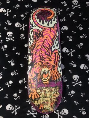 SANTA CRUZ~ SALBA TIGER POP VX SKATEBOARD DECK — DEATHGEAR 