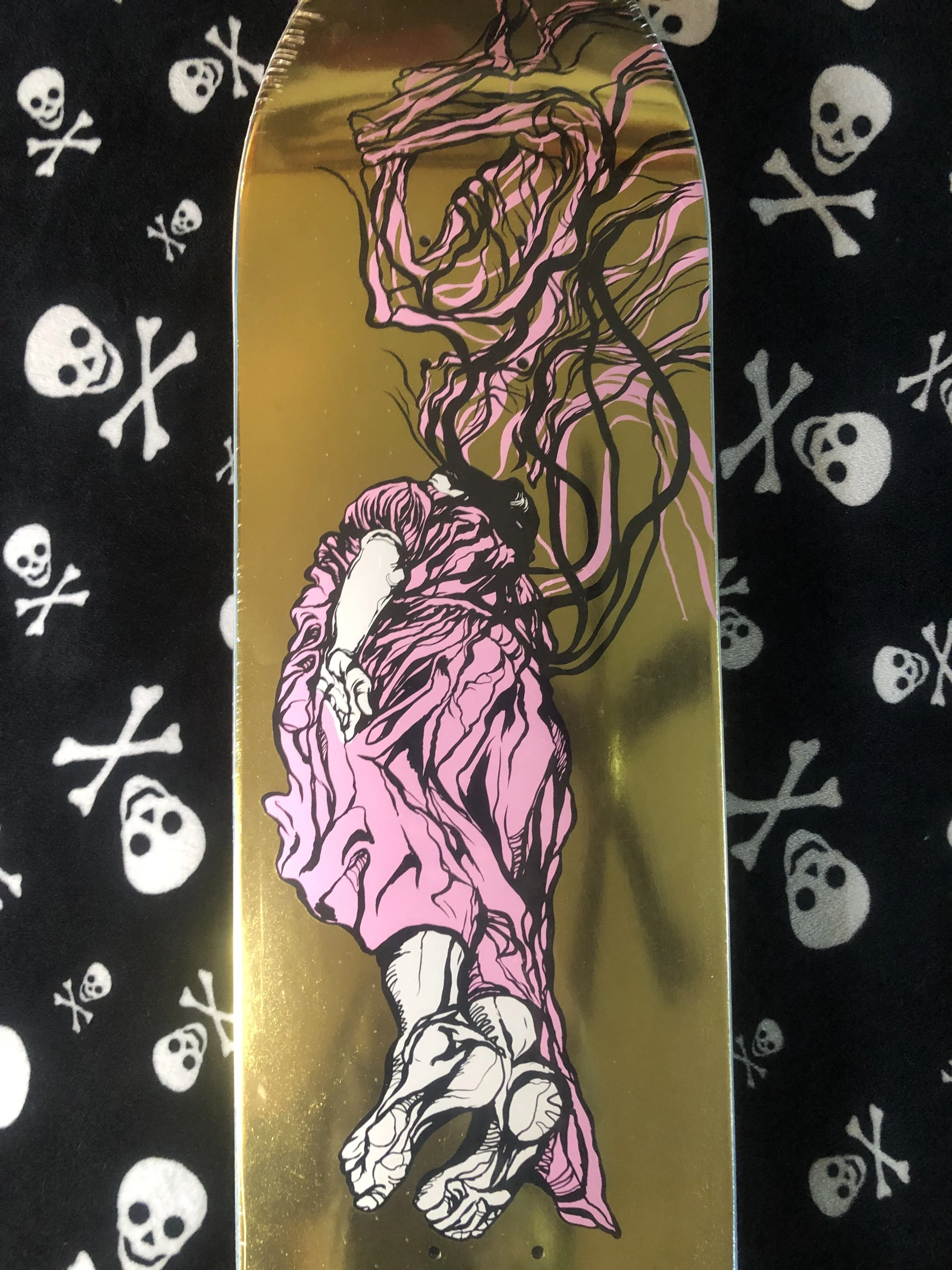 WELCOME~ TRANSCEND ON SONS OF MOONTRIMMER GOLD FOIL SKATEBOARD