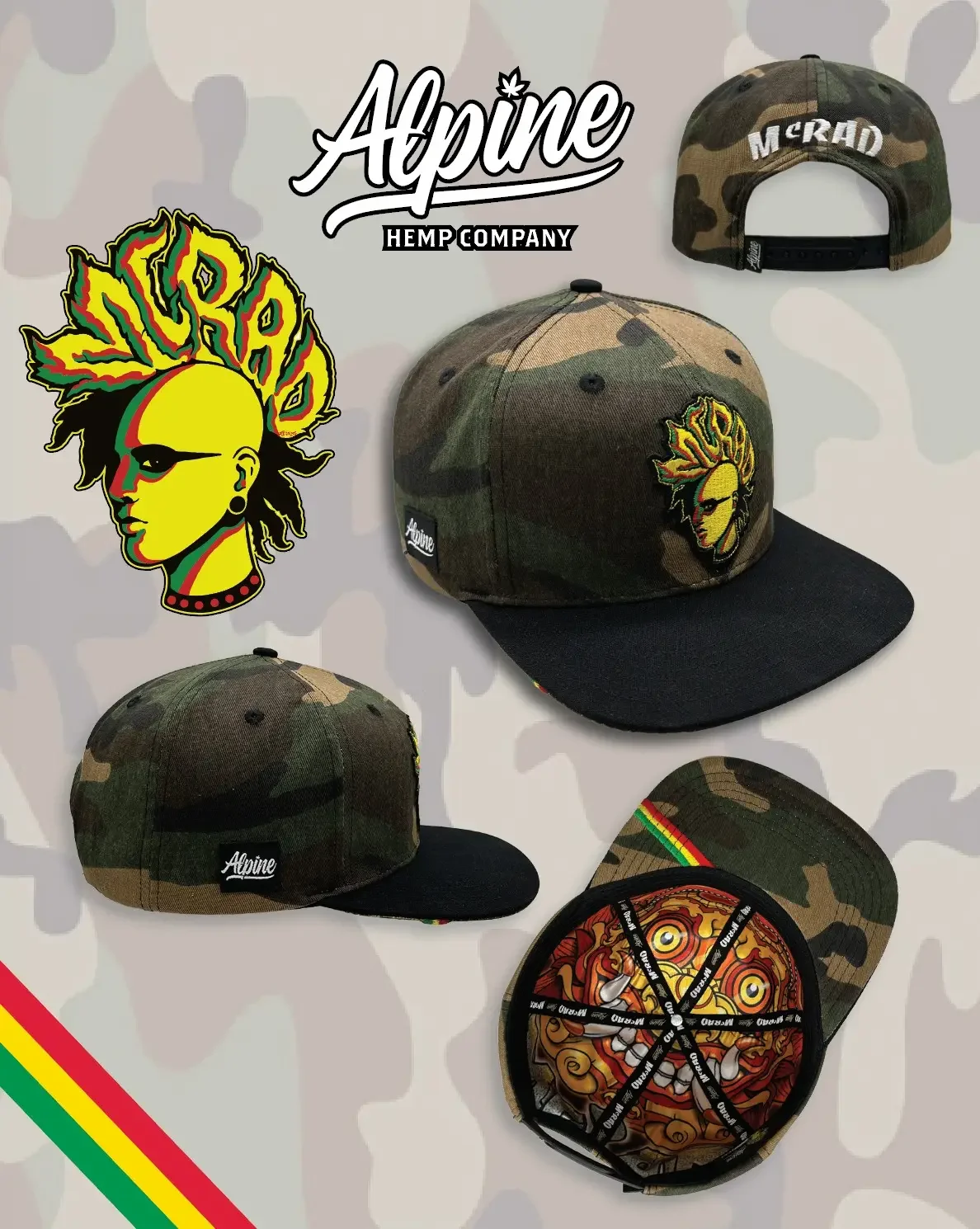 McRAD CAMO 6 PANEL LIMITED EDITION SNAPBACK HATS