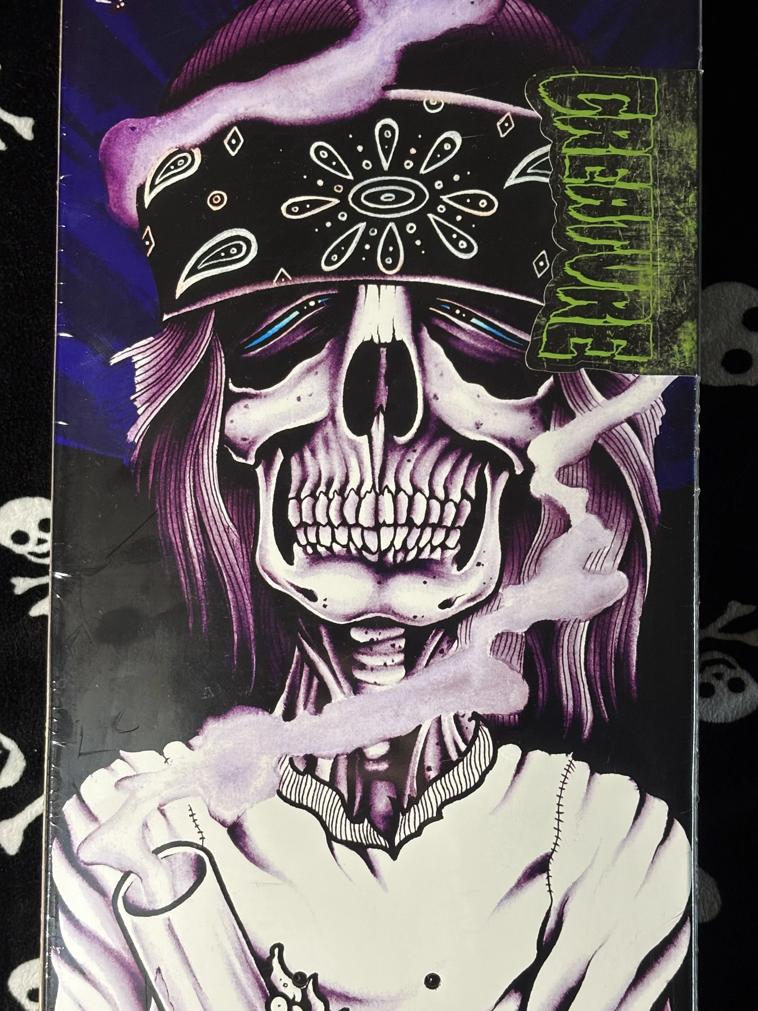 CREATURE~ GRAVETTE HIPPIE SKULL 20th PRO SKATEBOARD DECK