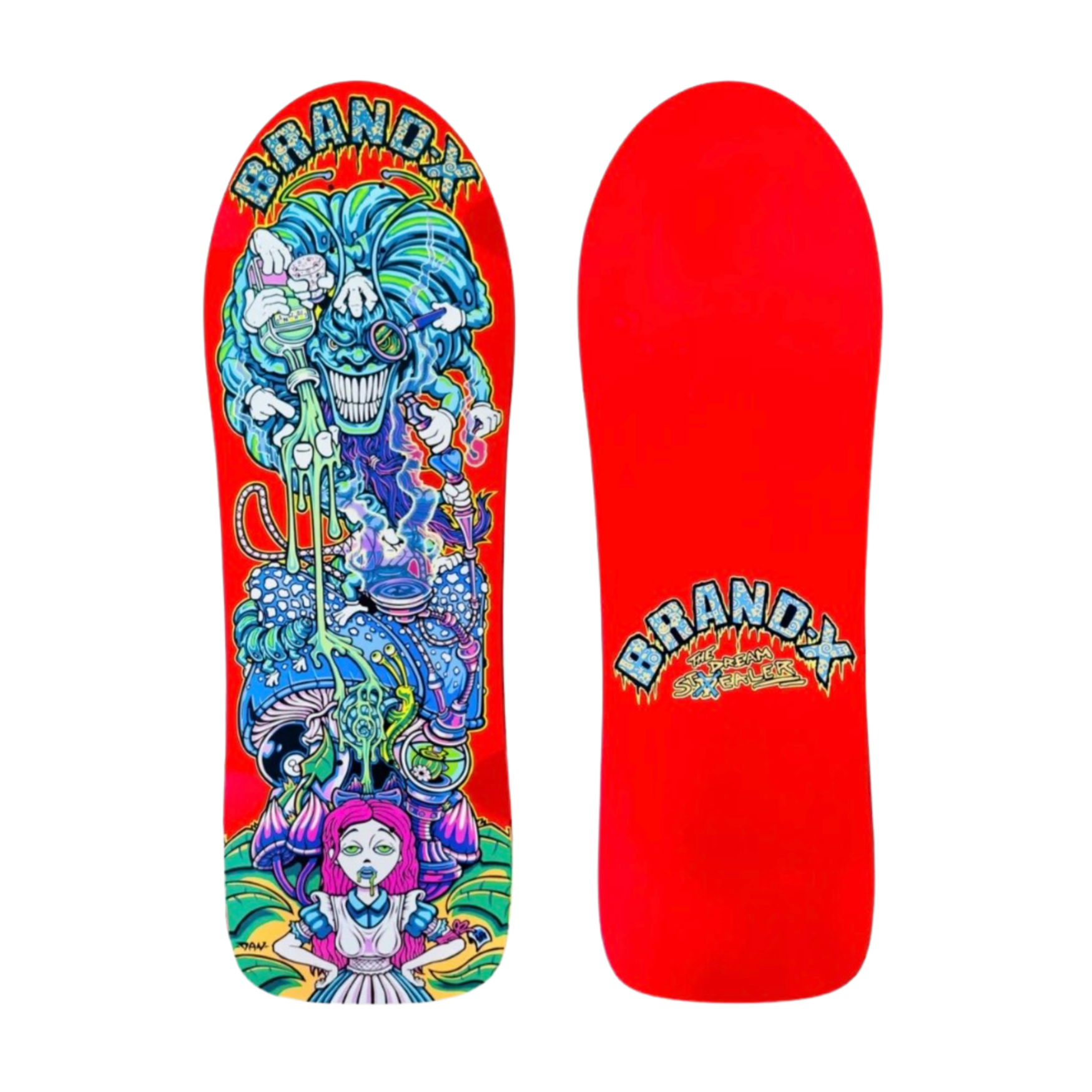 BRAND-X ~ DREAM STEALER LIMITED EDITION HAND PAINTED RED SKATEBOARD DECK
