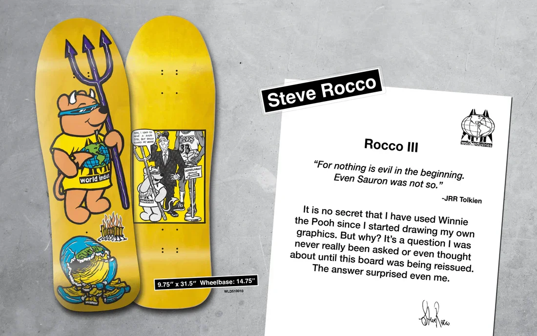 WORLD INDUSTRIES~ STEVE ROCCO III OLD SCHOOL SKATEBOARD DECK