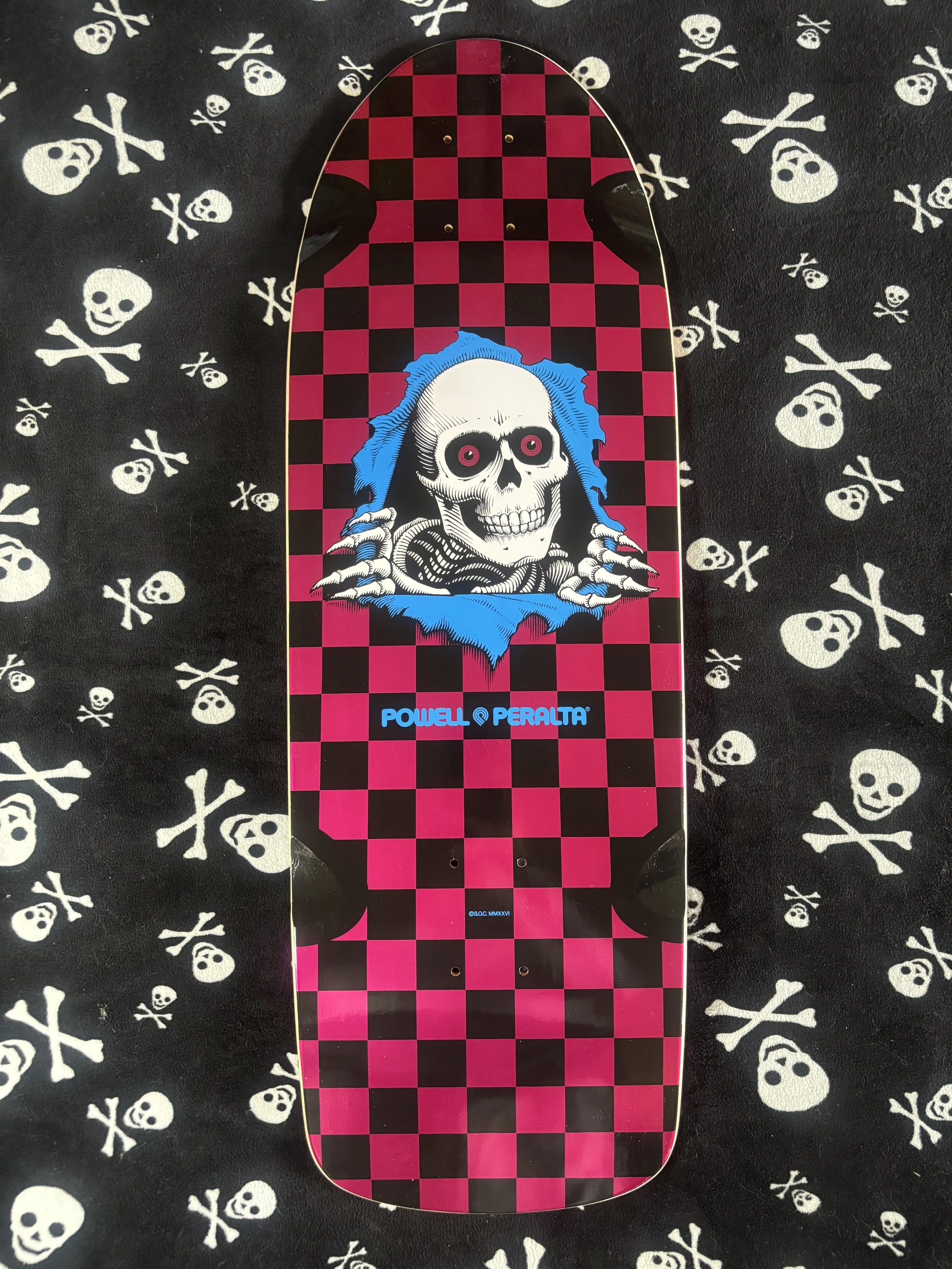 POWELL PERALTA~ OG RIPPER CHECKER PINK FOIL SKATEBOARD DECK