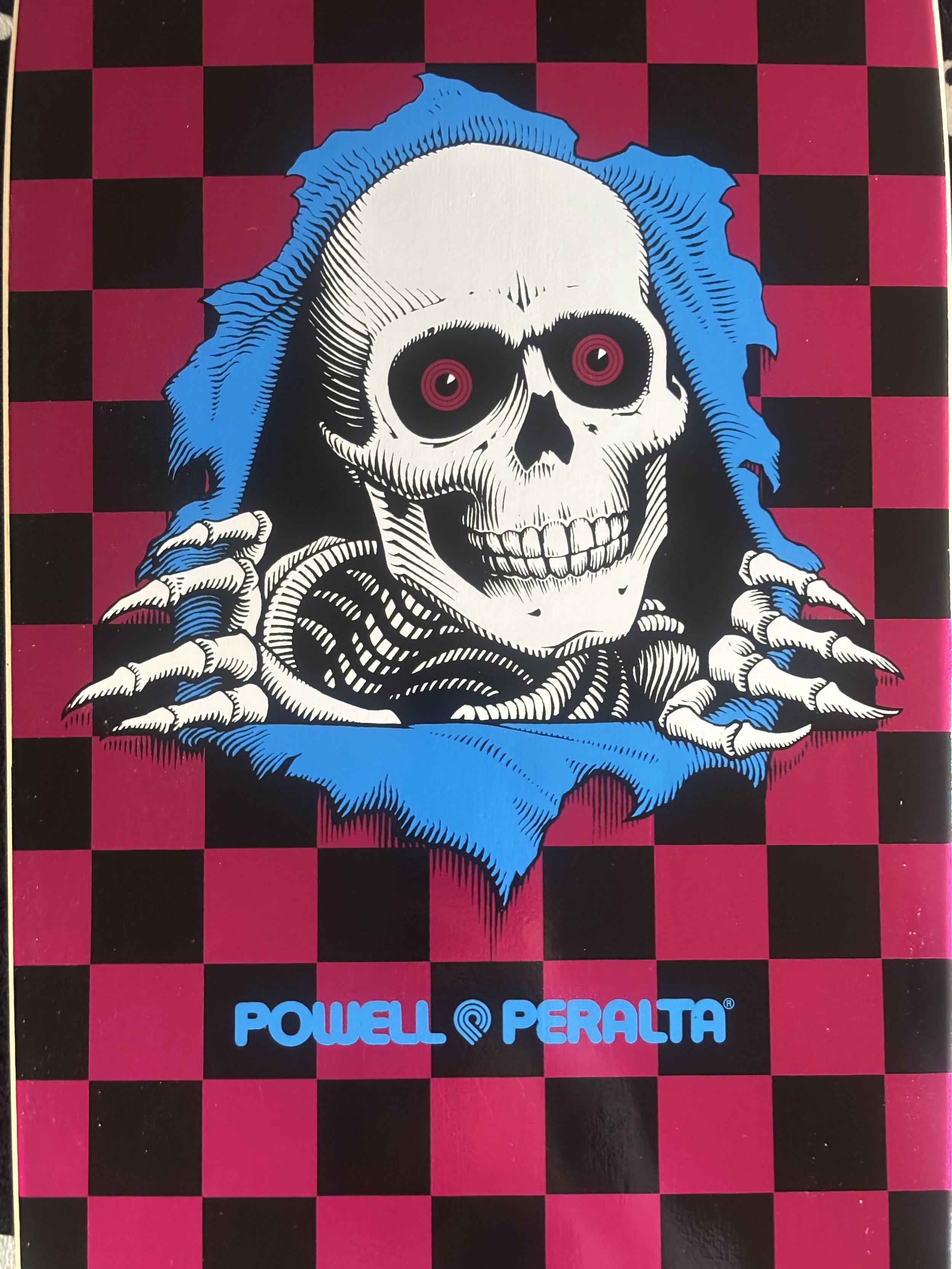 POWELL PERALTA~ OG RIPPER CHECKER PINK FOIL SKATEBOARD DECK