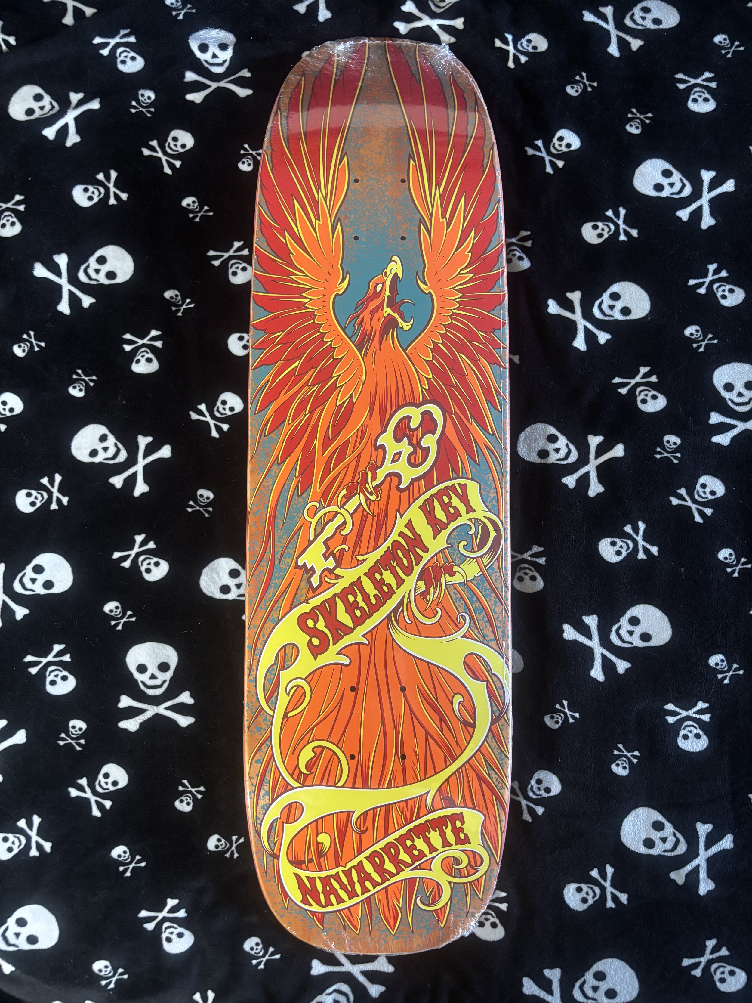 SKELETON KEY~ DARREN NAVARRETTE PHOENIX SHAPED SKATEBOARD DECK
