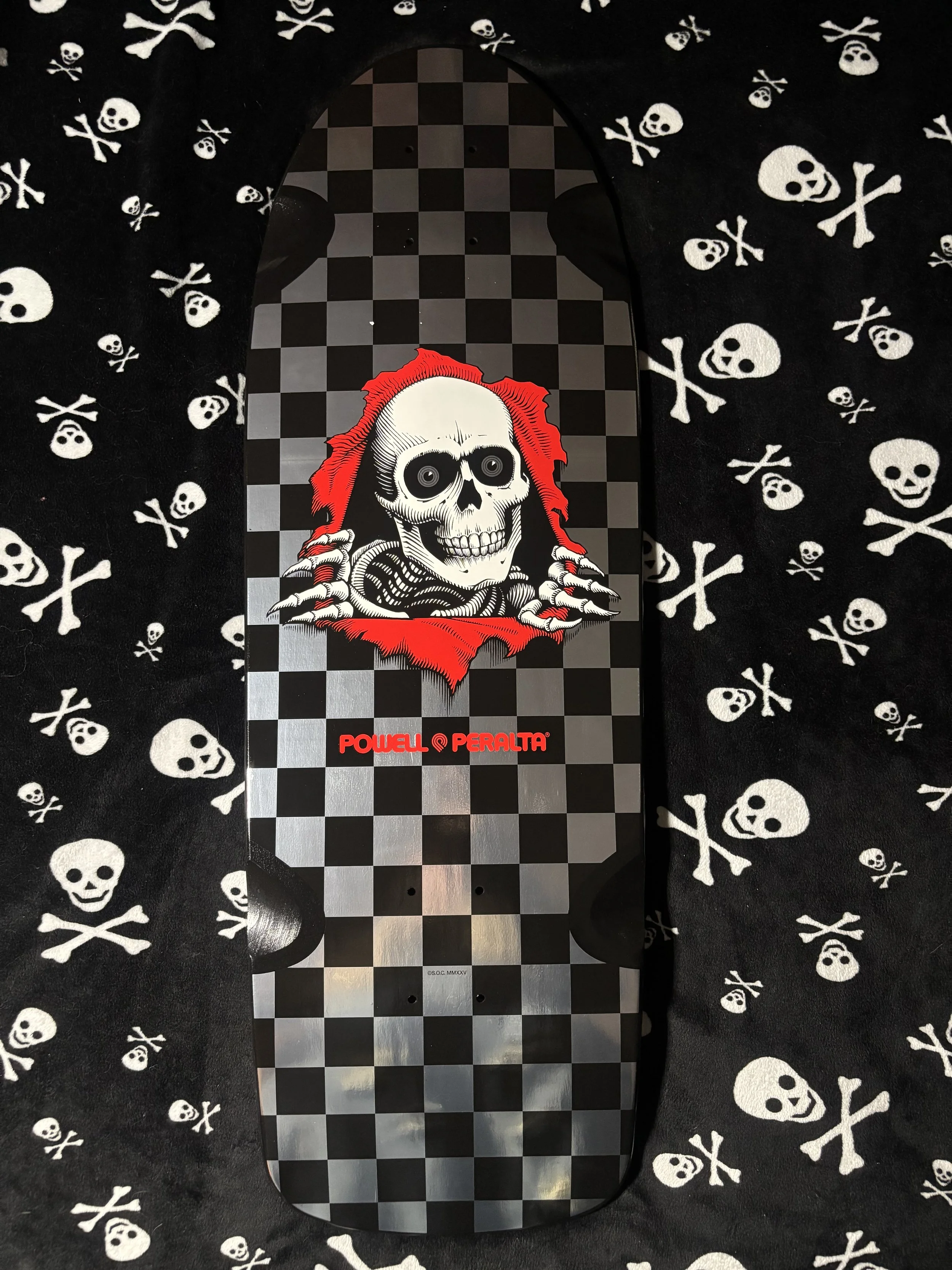 POWELL PERALTA~ OG RIPPER CHECKER REISSUE SILVER FOIL INK SKATEBOARD DECK