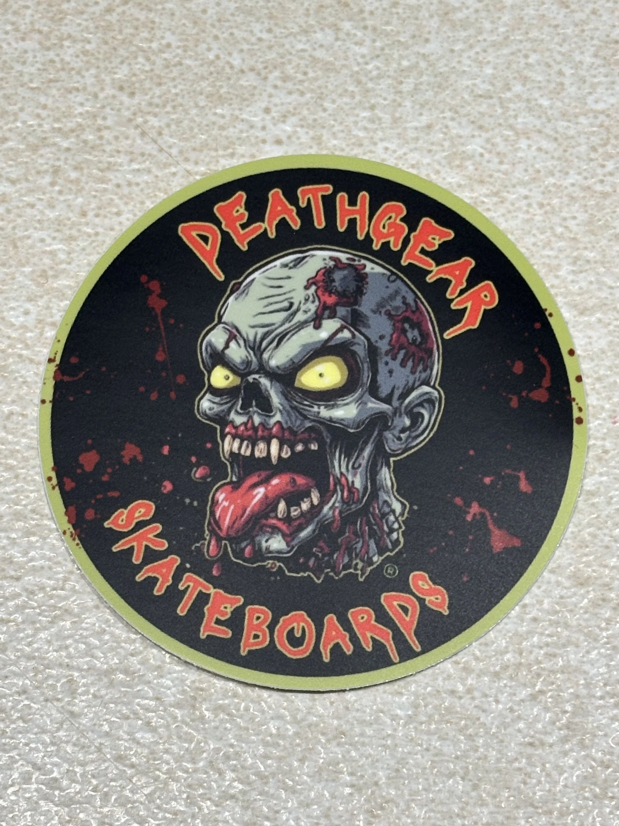 DEATHGEAR SKATEBOARDS~ UN-NAMED ZOMBIE 3" CIRCLE STICKER