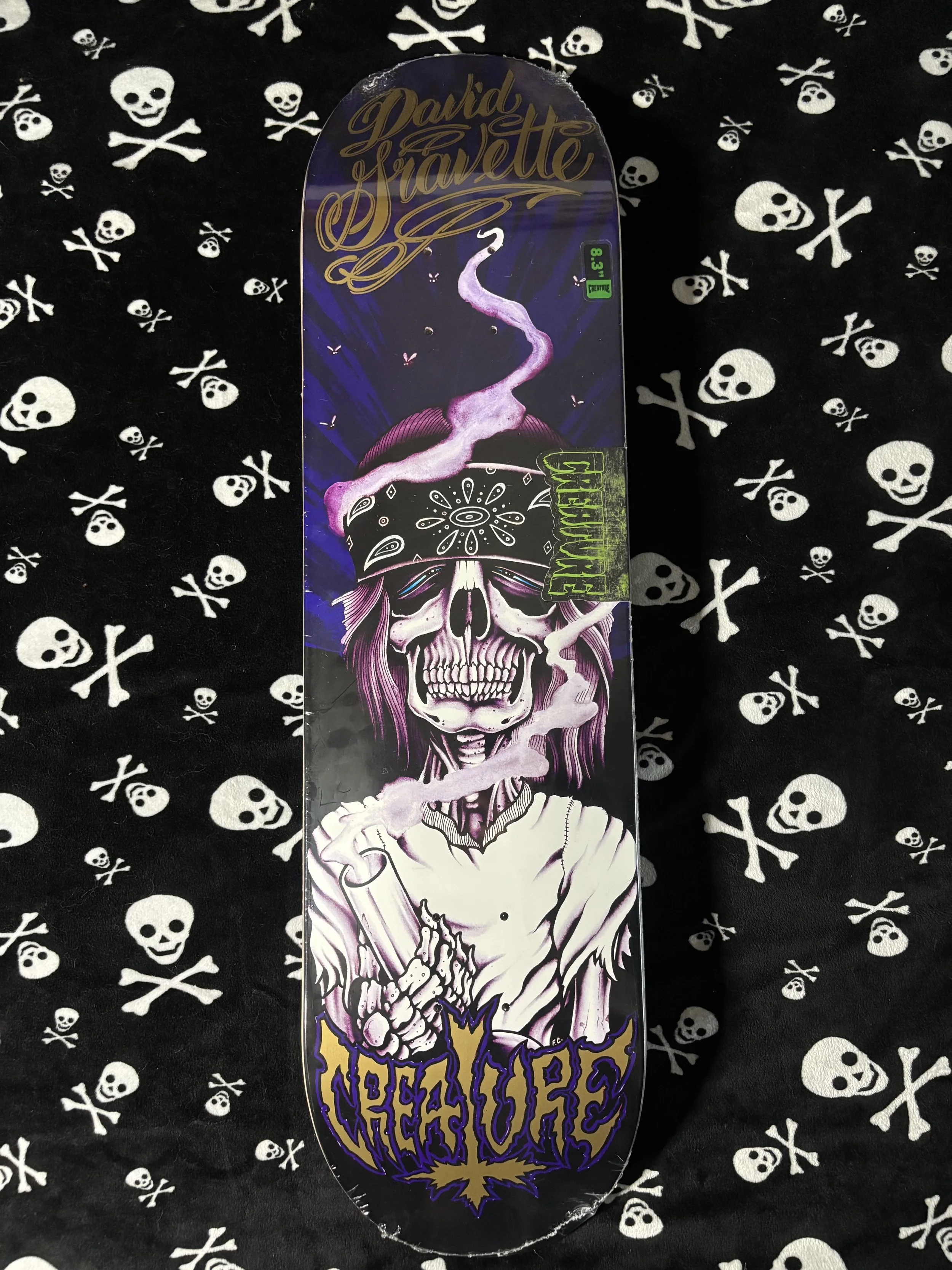 CREATURE~ GRAVETTE HIPPIE SKULL 20th PRO SKATEBOARD DECK