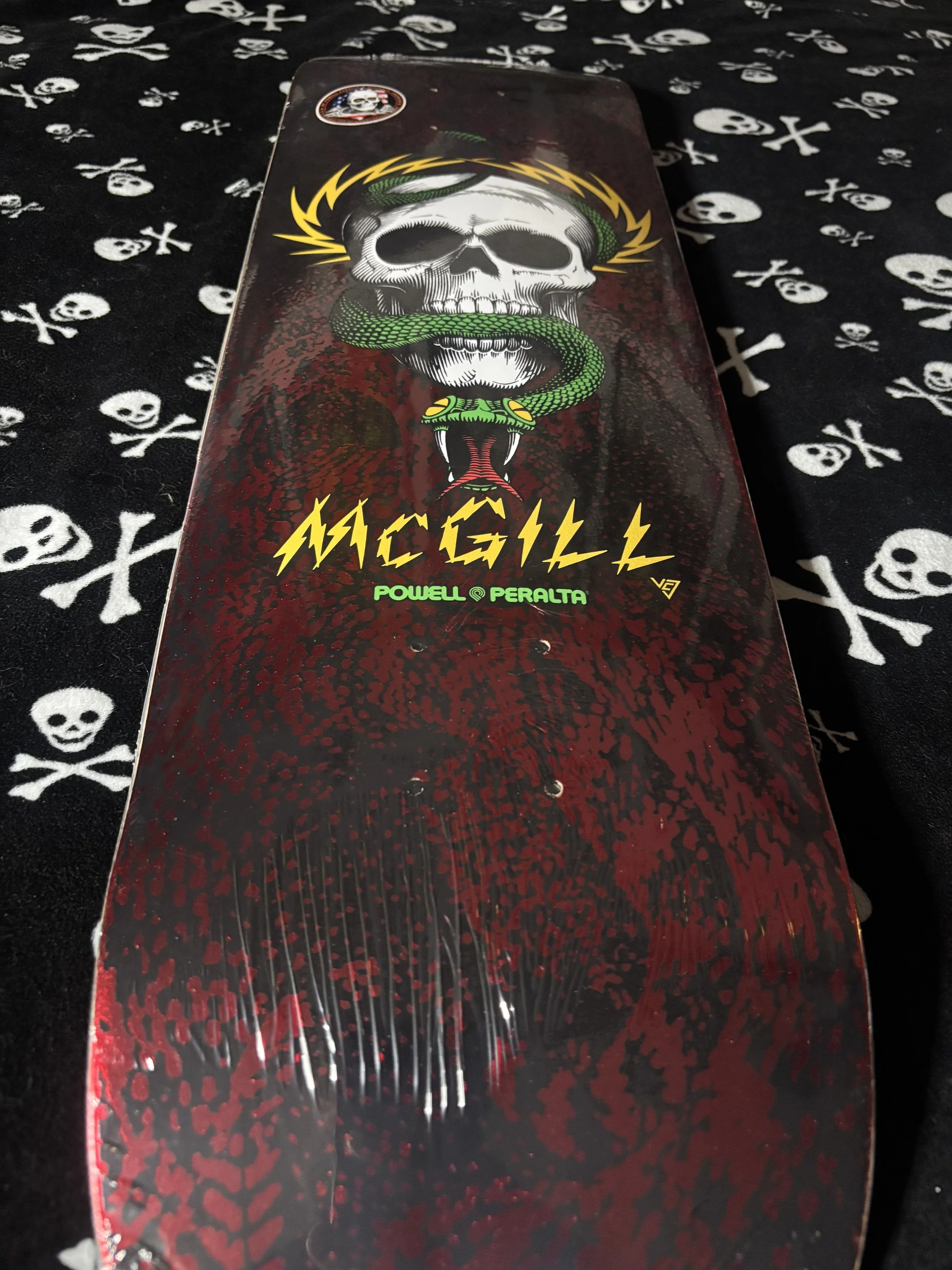 POWELL PERALTA~ MIKE McGILL SKULL & SNAKE 7 RED FOIL FLIGHT SKATEBOARD