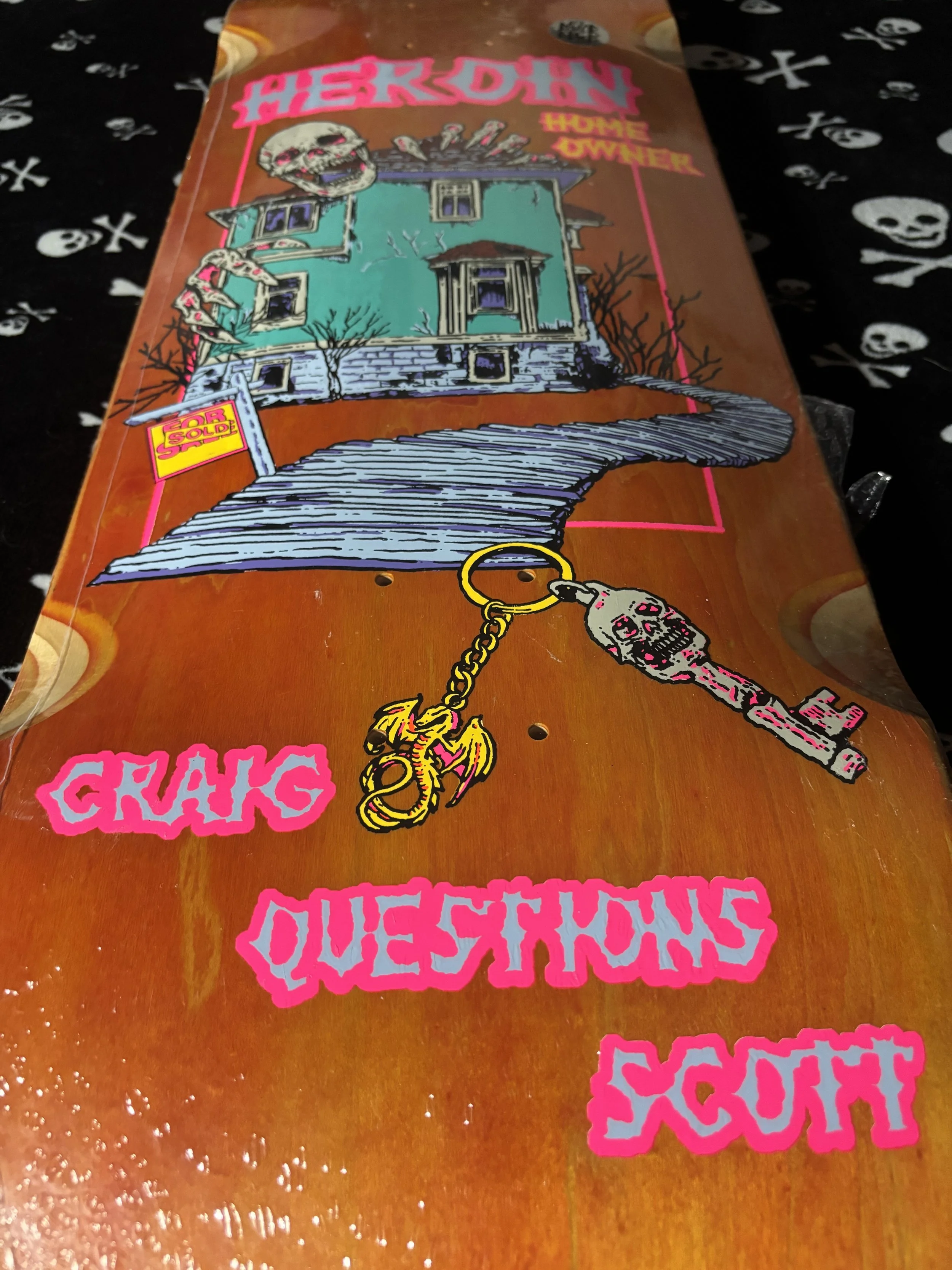 HEROIN~CRAIG QUESTIONS DIE TONIGHT SKATEBOARD DECK