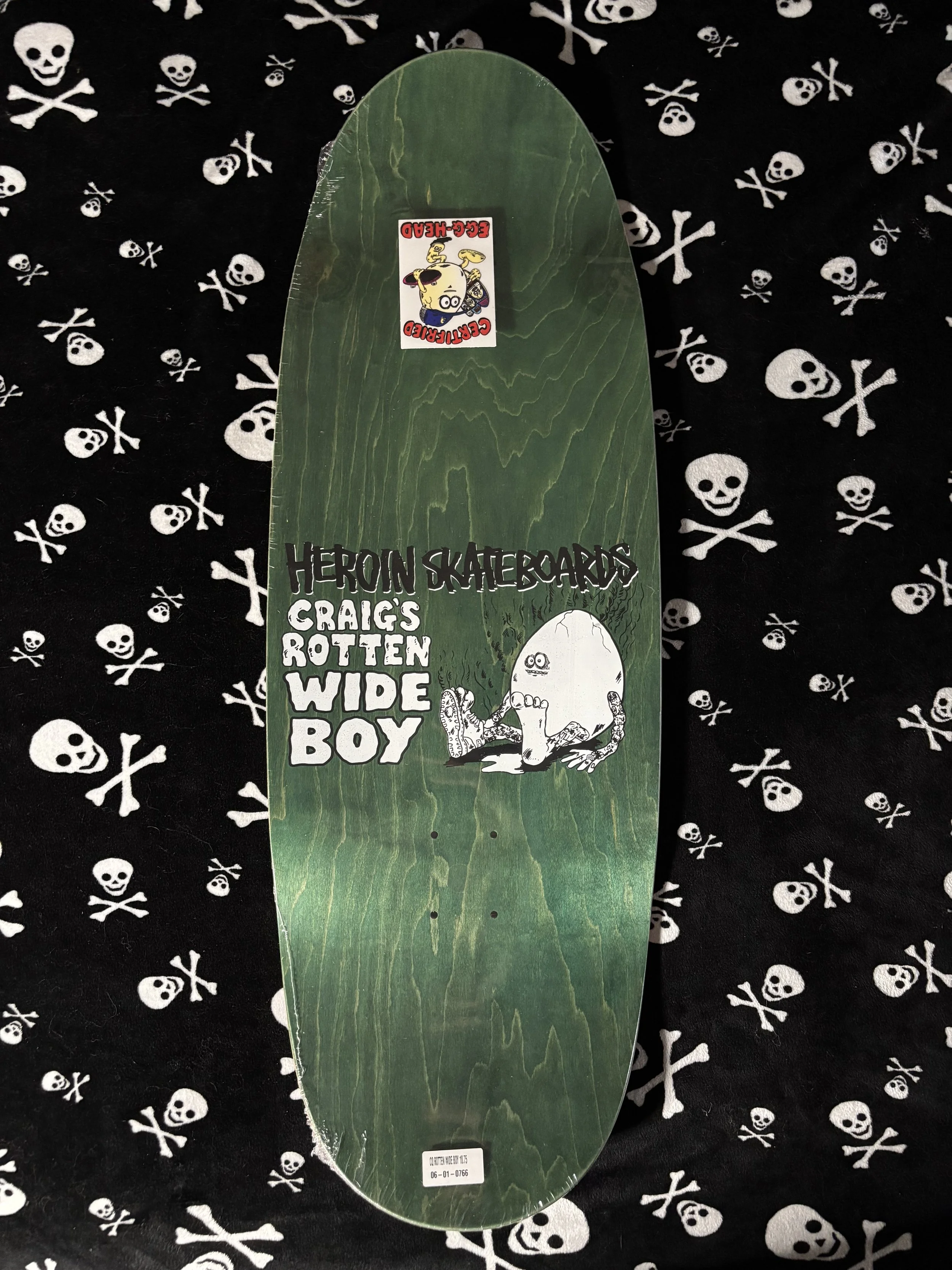 HEROIN~ CRAIG QUESTIONS ROTTEN WIDE BOY BLUE SKATEBOARD DECK