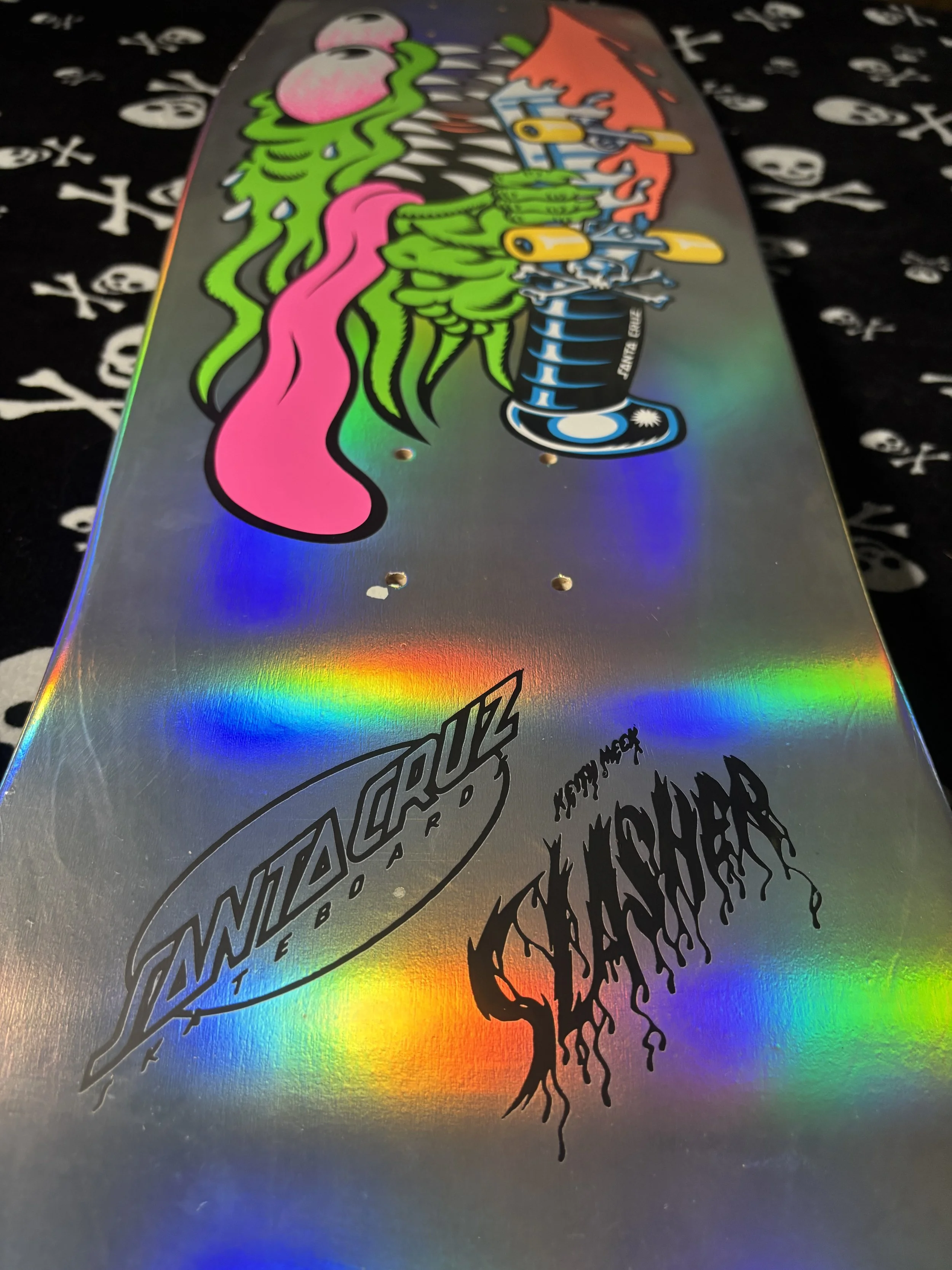 SANTA CRUZ~ MEEK SLASHER SILVER FOIL REISSUE SKATEBOARD DECK