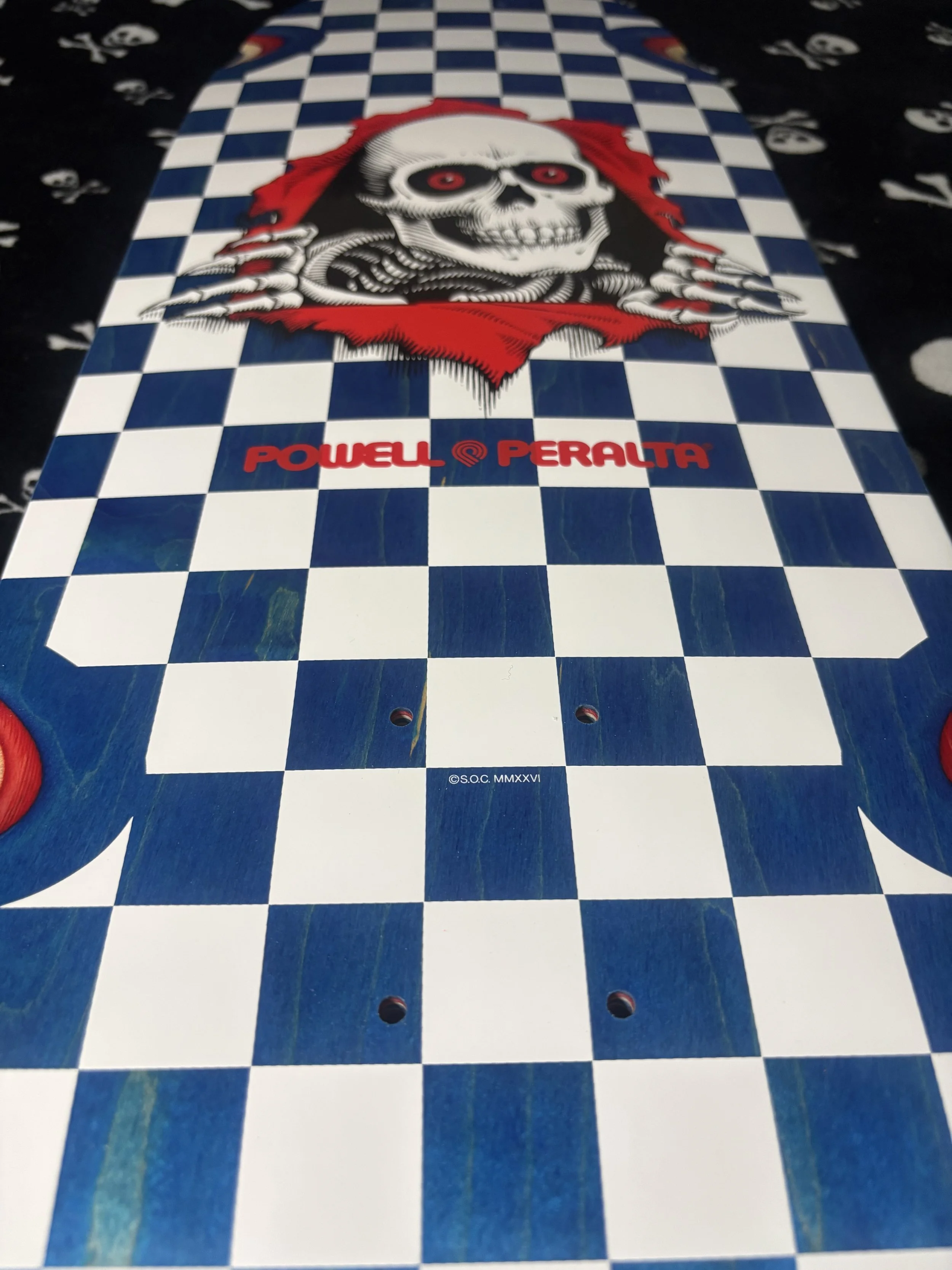 POWELL PERALTA~ OG RIPPER CHECKER BLUE VENEER SKATEBOARD DECK