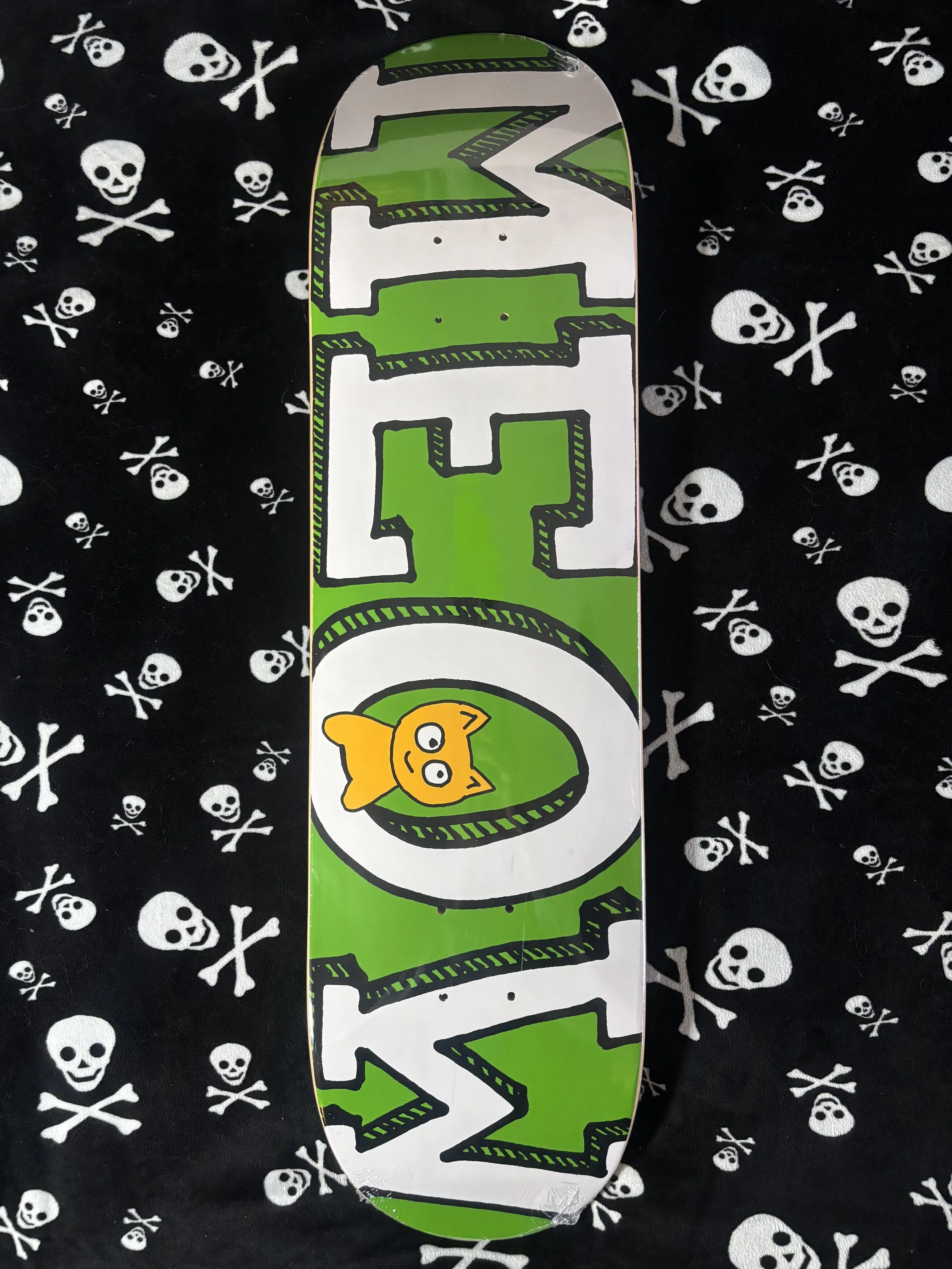 MEOW~ MEOW LOGO GREEN SKATEBOARD DECK