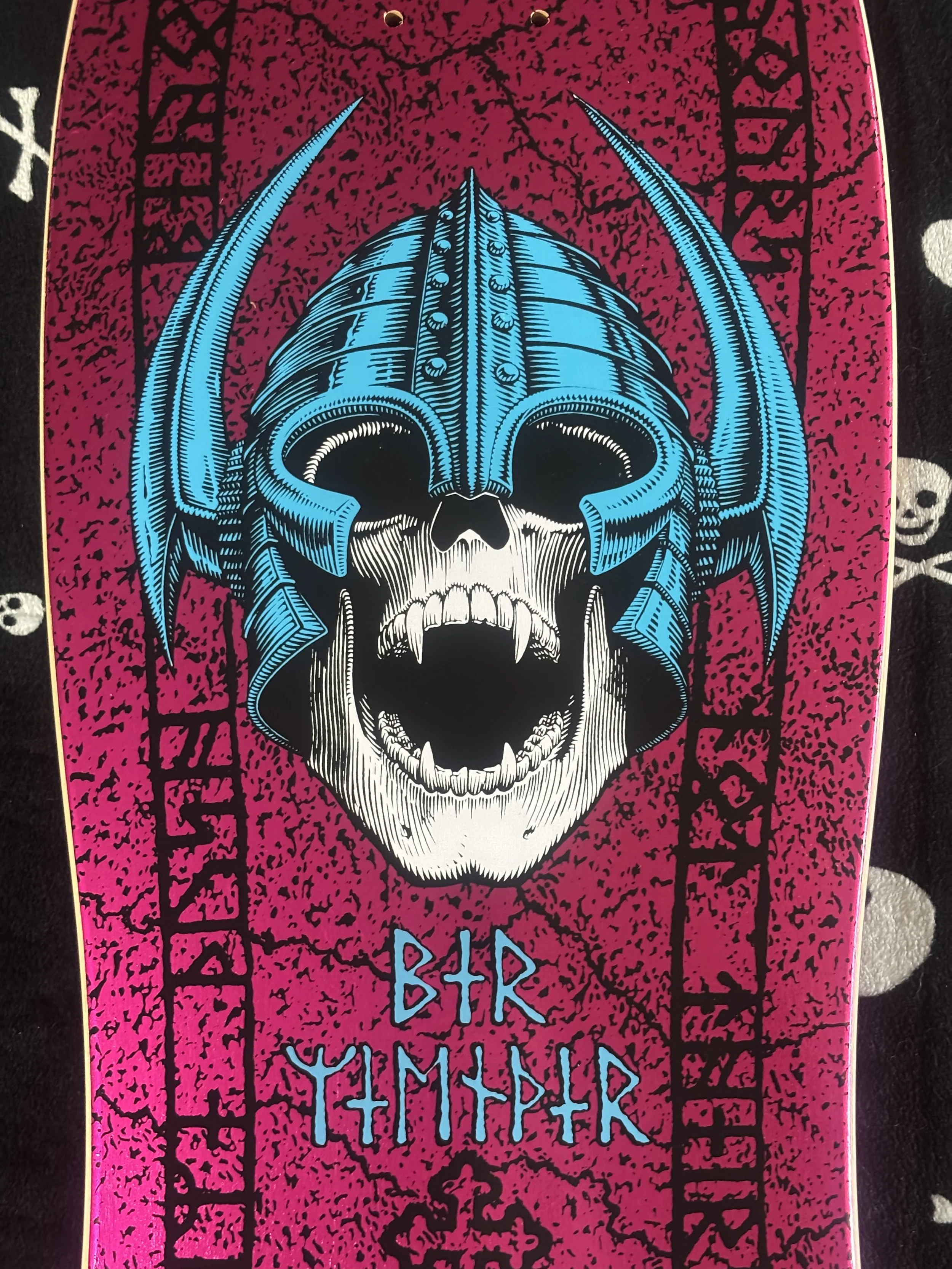 POWELL PERALTA~  WELINDER NORDIC SKULL CLASSIC SHAPED PINK FOIL SKATEBOARD DECK
