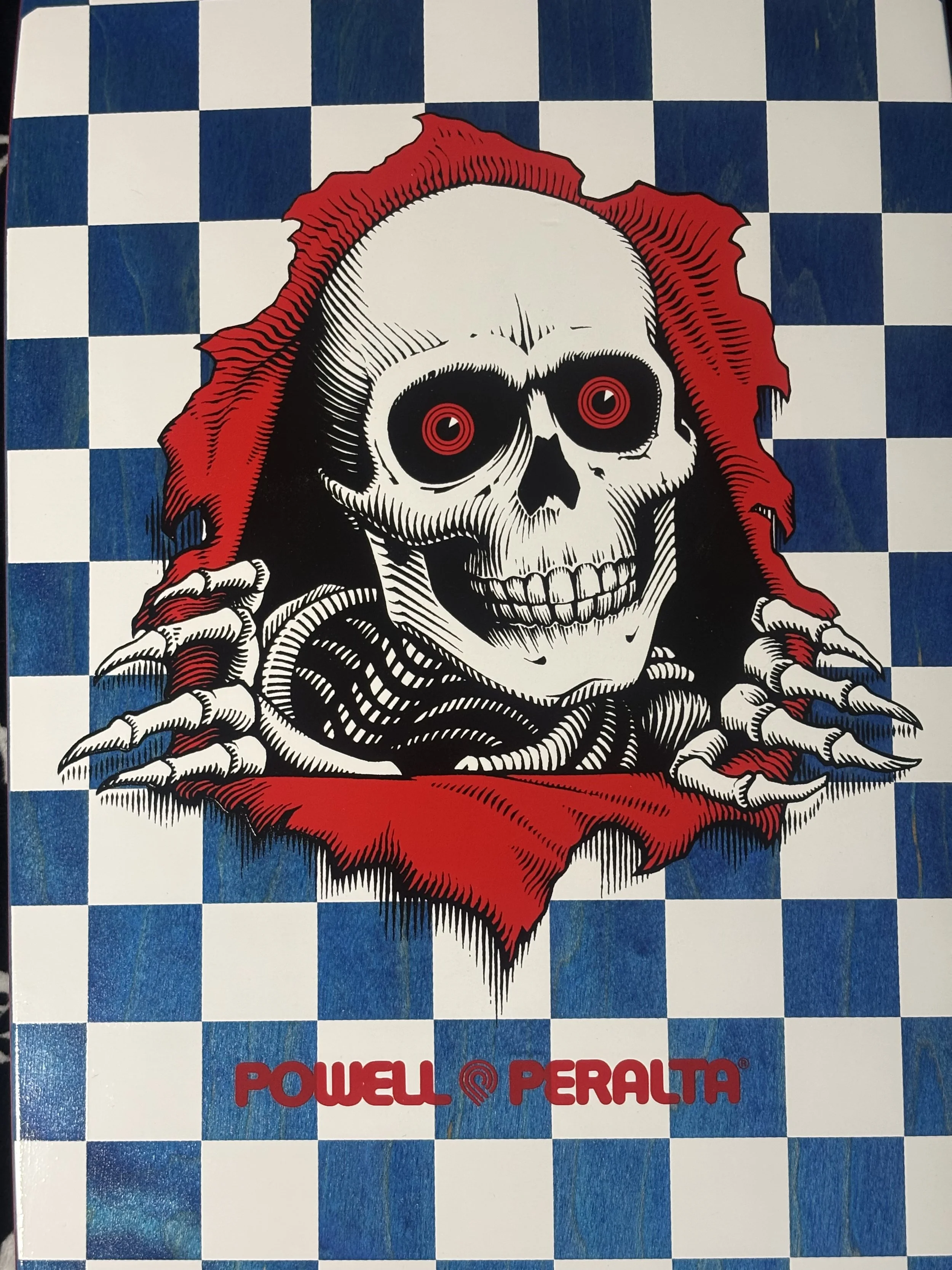 POWELL PERALTA~ OG RIPPER CHECKER BLUE VENEER SKATEBOARD DECK