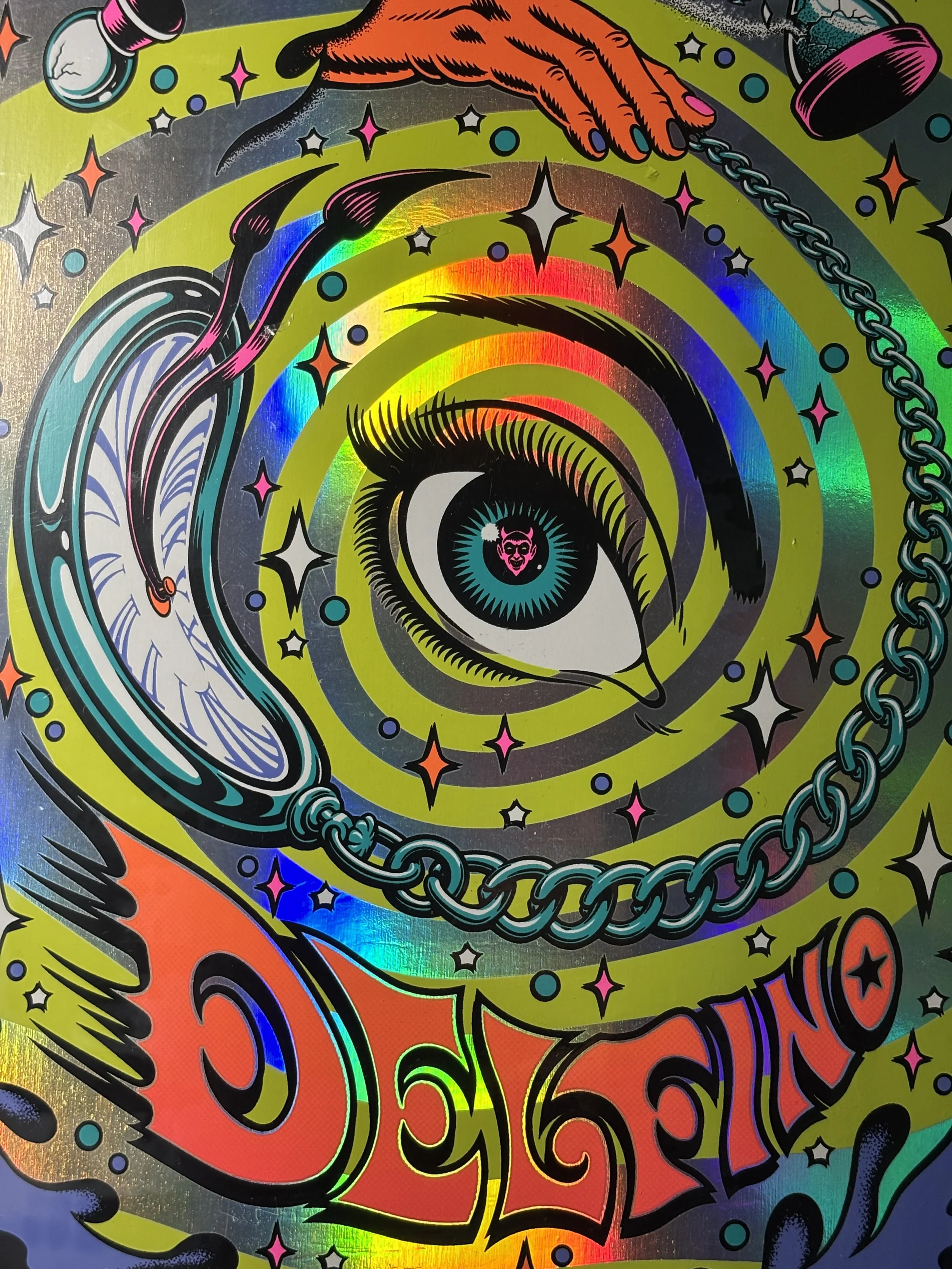 SANTA CRUZ~  DELFINO PINBALL VISION PRO SHAPED SKATEBOARD DECK