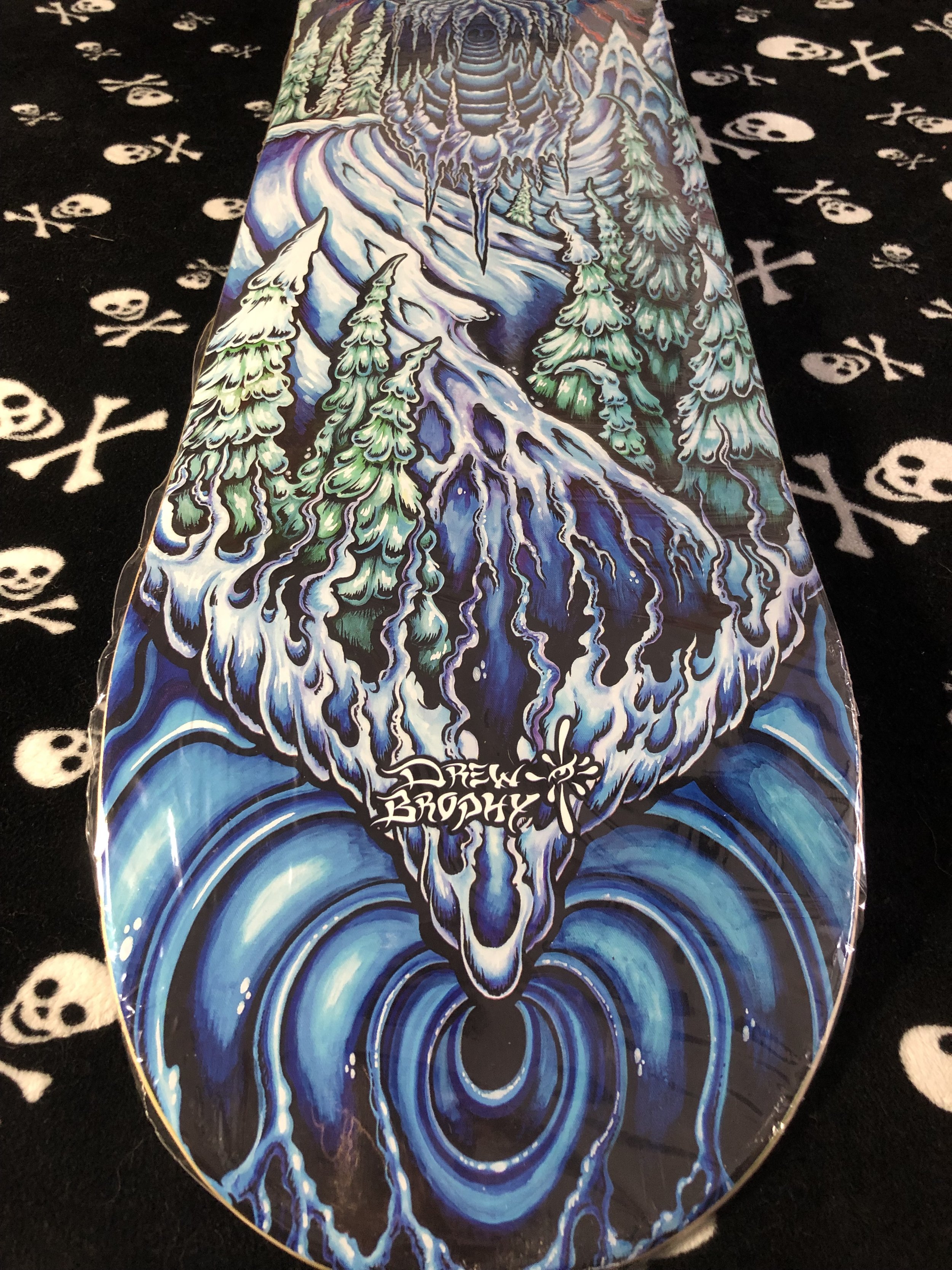 DREW BROPHY~ WINTER WAVE SKULL SKATEBOARD DECK
