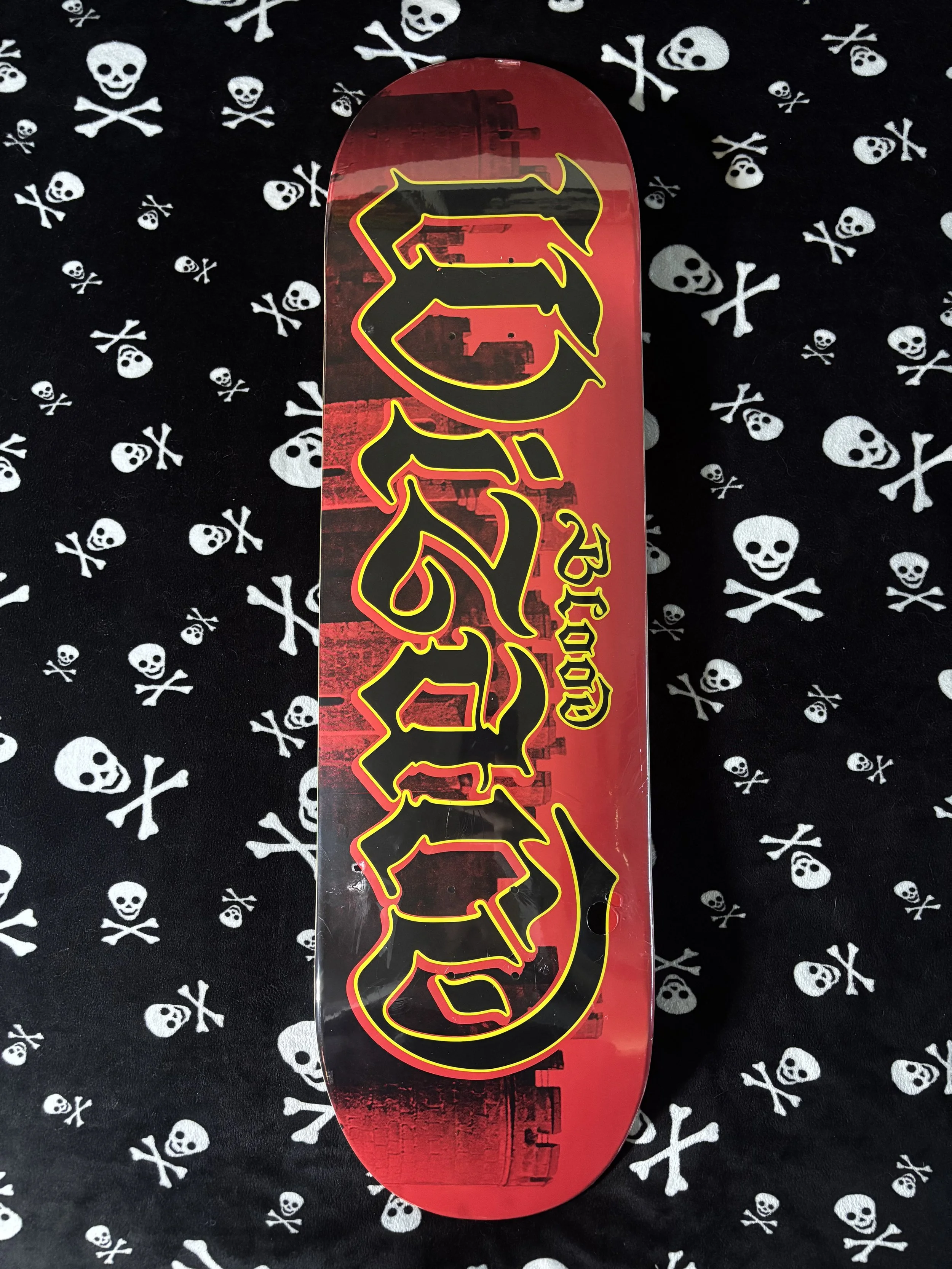 BLOOD WIZZARD~ BLEMISHED CASTEL SCRIPT SKATEBOARD DECK