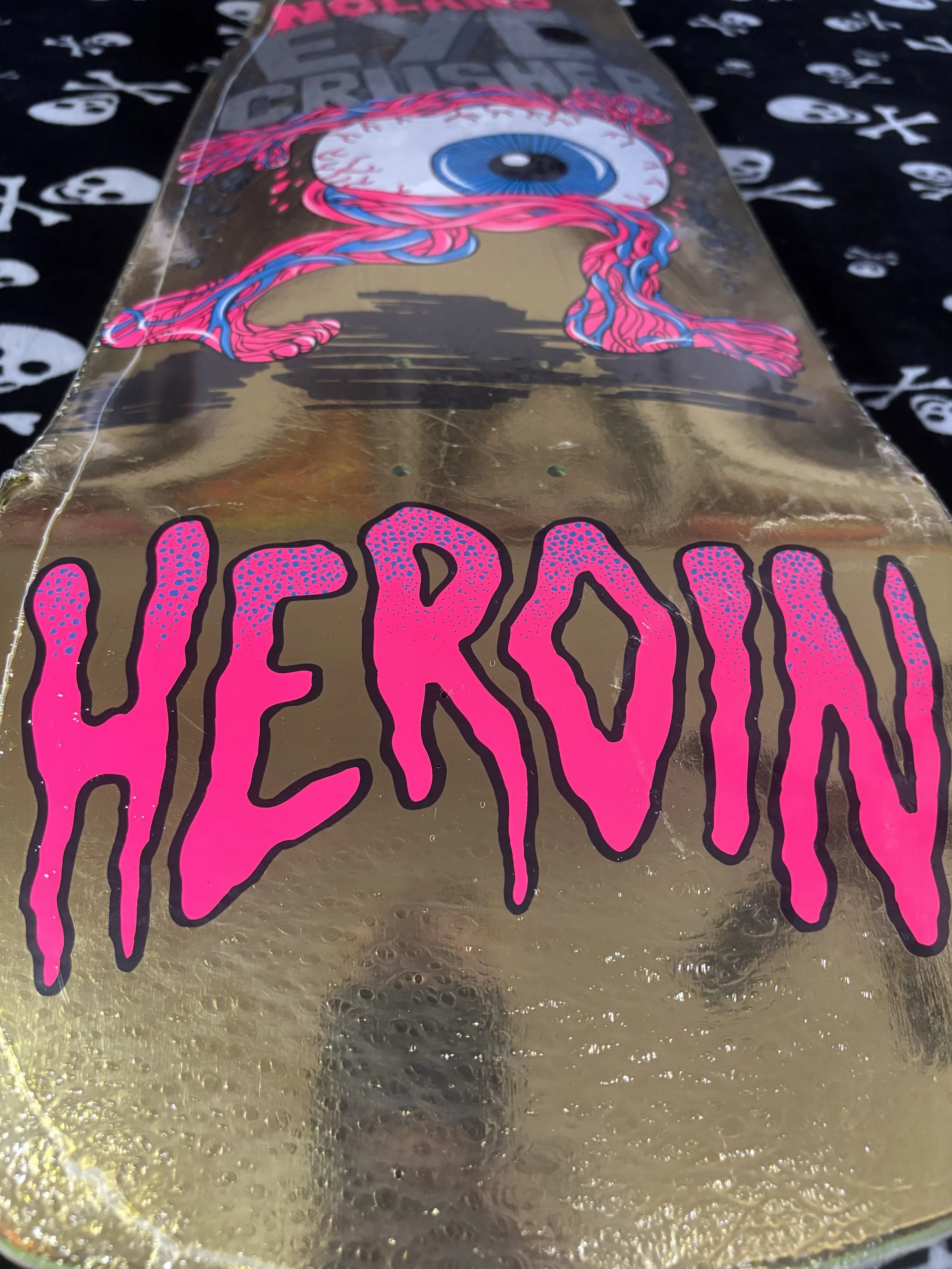HEROIN~ NOLAN HOUGHTON EYE CRUSHER SHAPED SKATEBOARD DECK